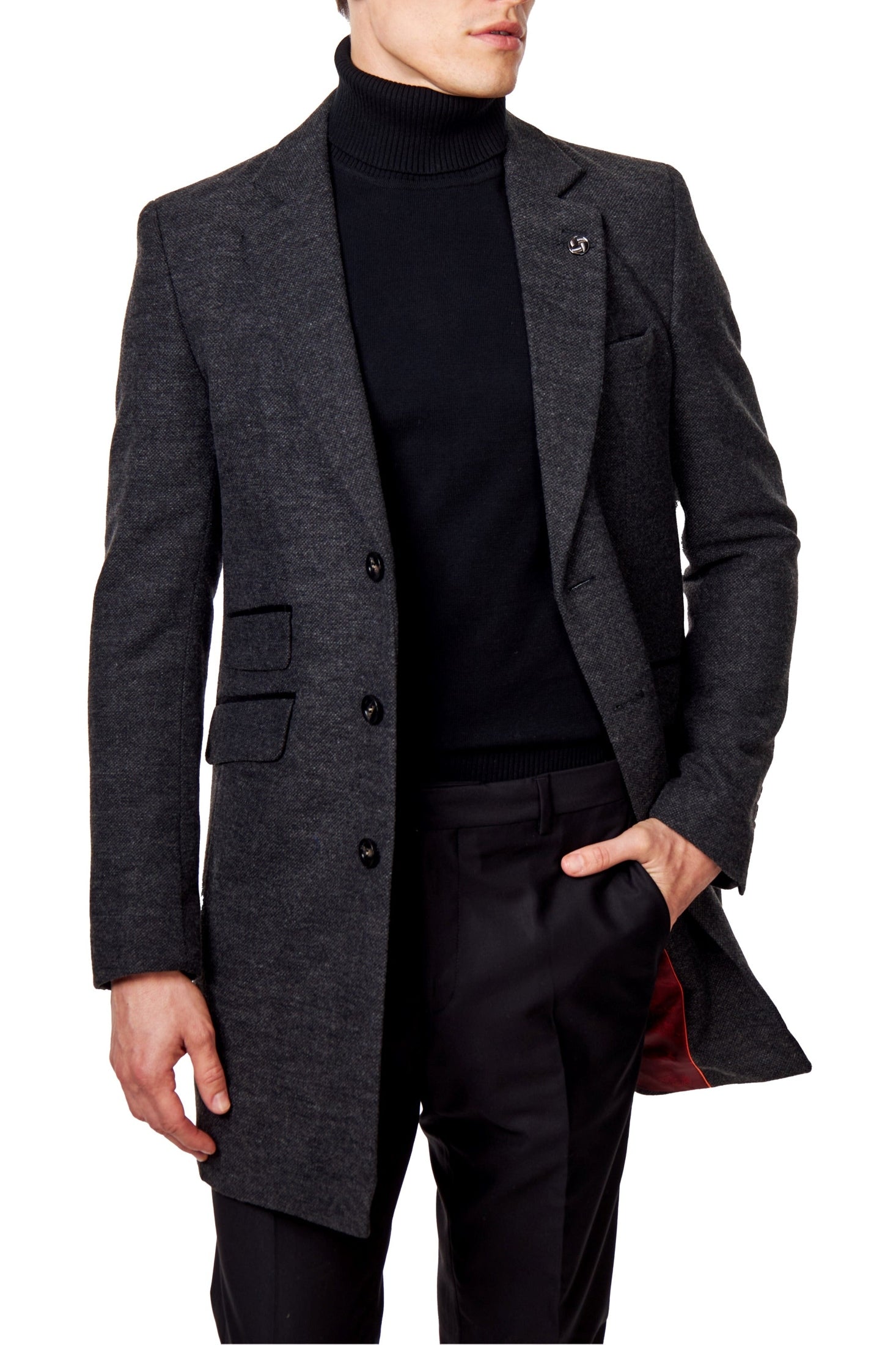 NESTOR – GREY TWEED WOOL BLEND OVERCOAT