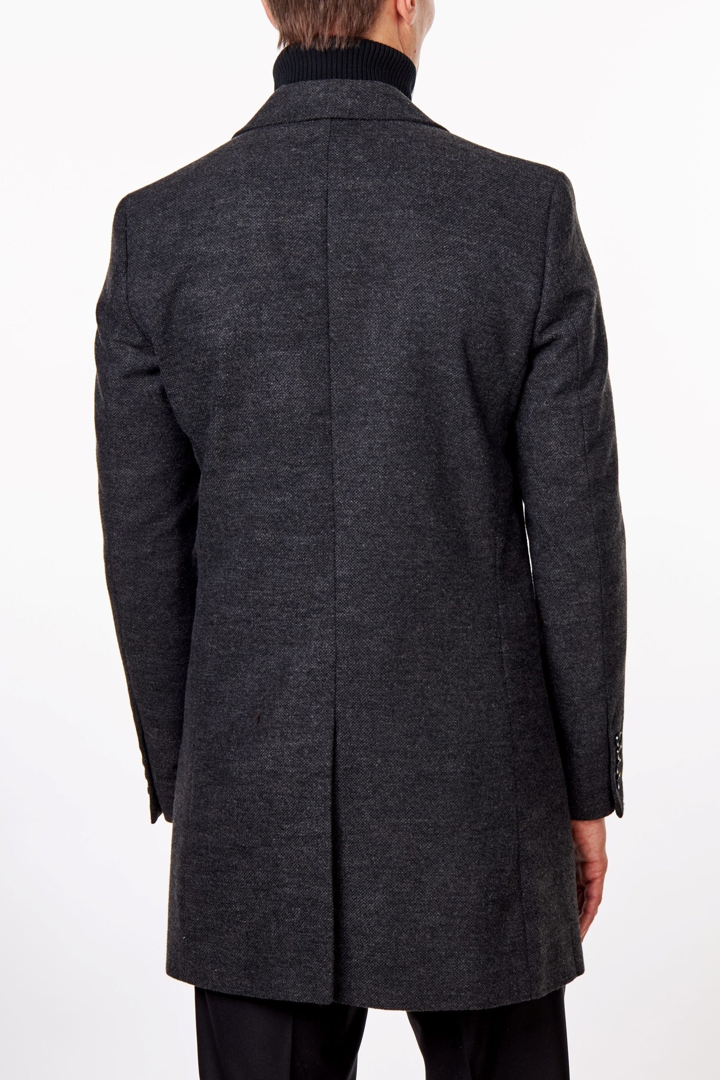 NESTOR – GREY TWEED WOOL BLEND OVERCOAT