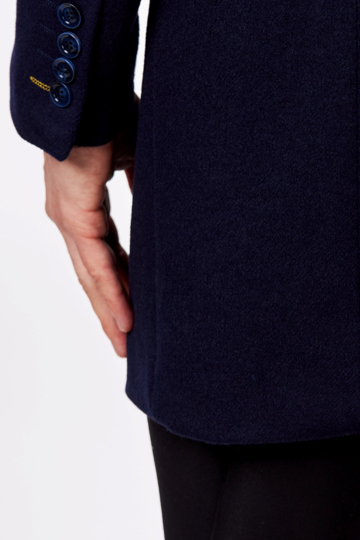NATE - NAVY LONG WOOL BLEND OVERCOAT