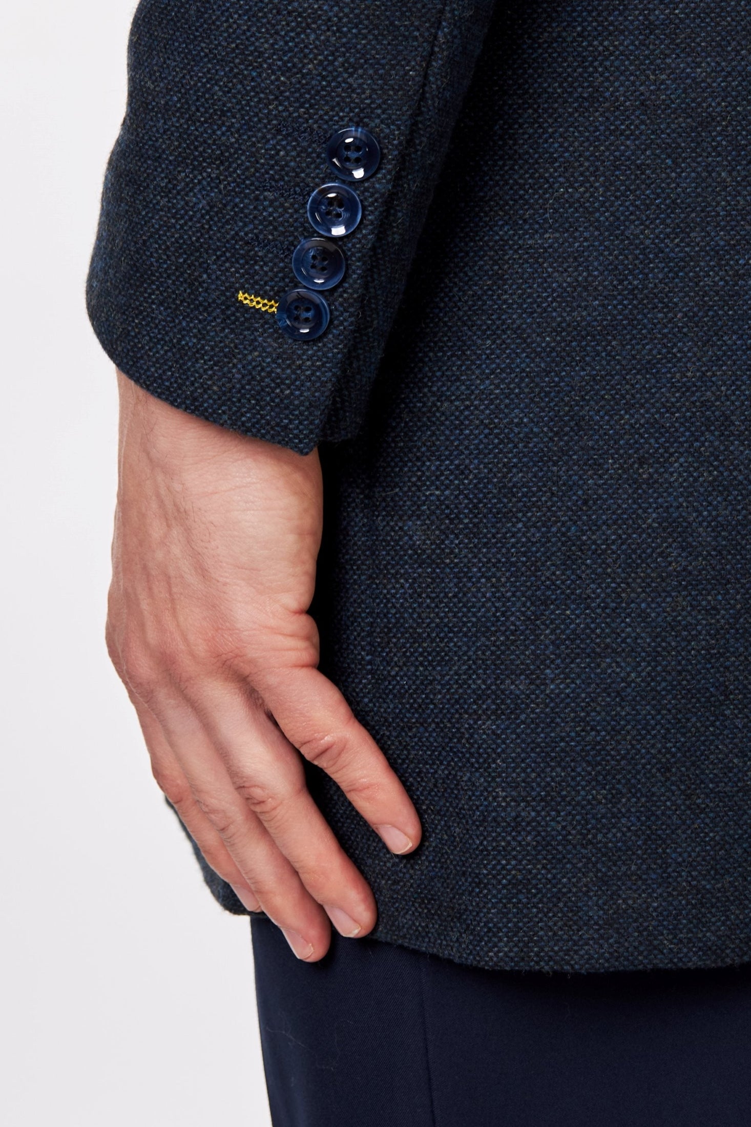 NESTOR – NAVY TWEED WOOL BLEND OVERCOAT