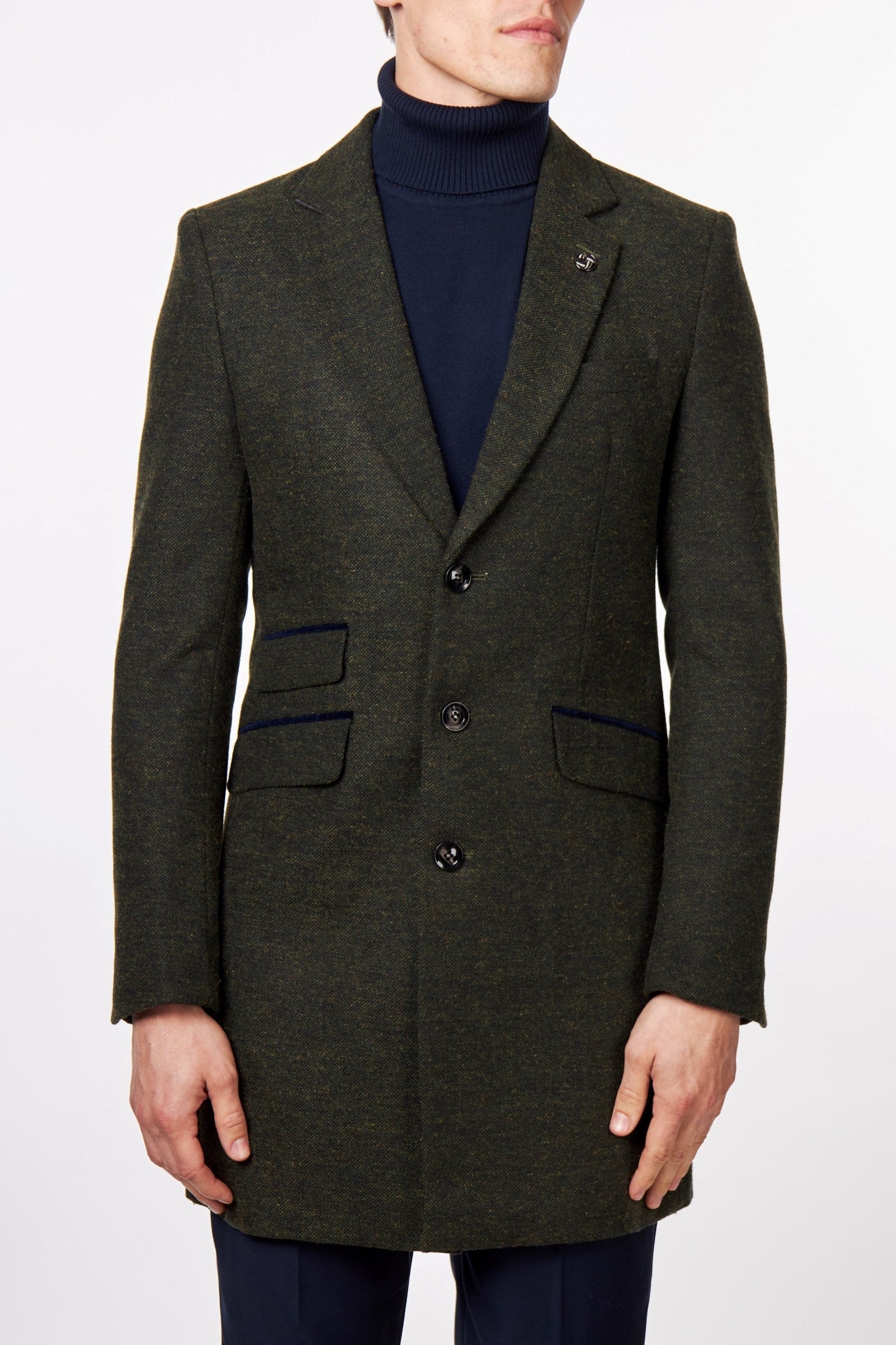NESTOR – GREEN TWEED WOOL BLEND OVERCOAT