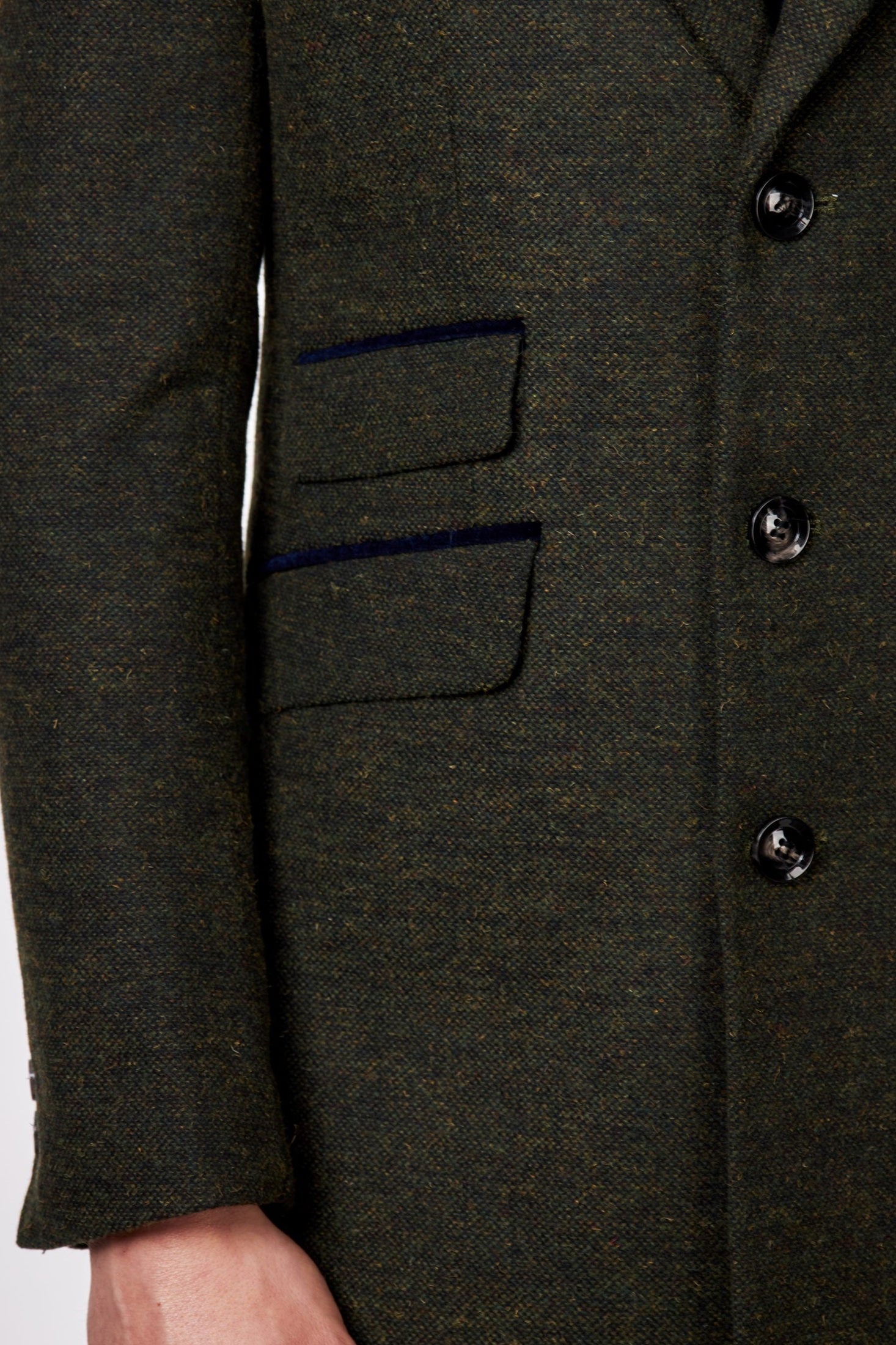 NESTOR – GREEN TWEED WOOL BLEND OVERCOAT