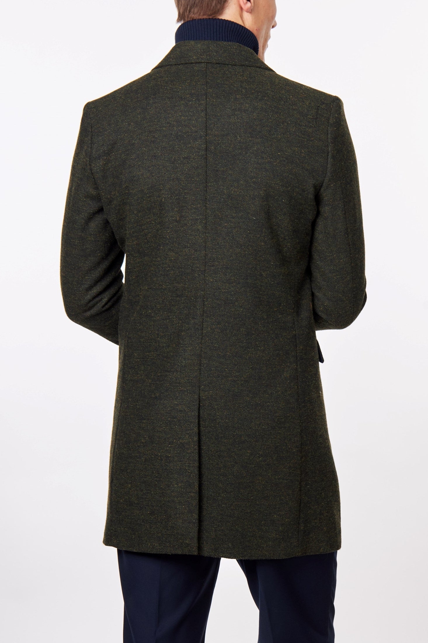 NESTOR – GREEN TWEED WOOL BLEND OVERCOAT