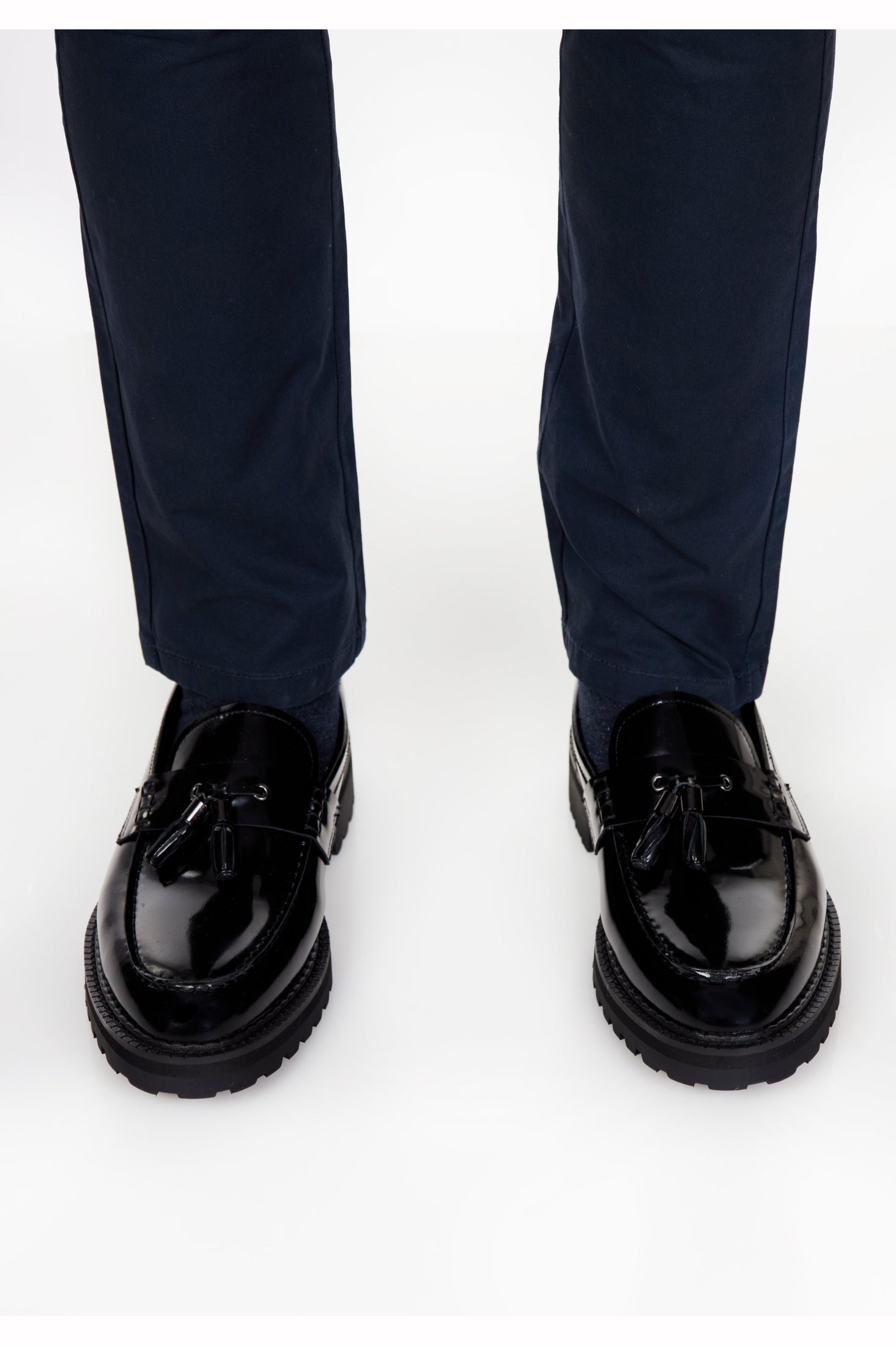 BLACK PATENT LEATHER TASSEL LOAFERS