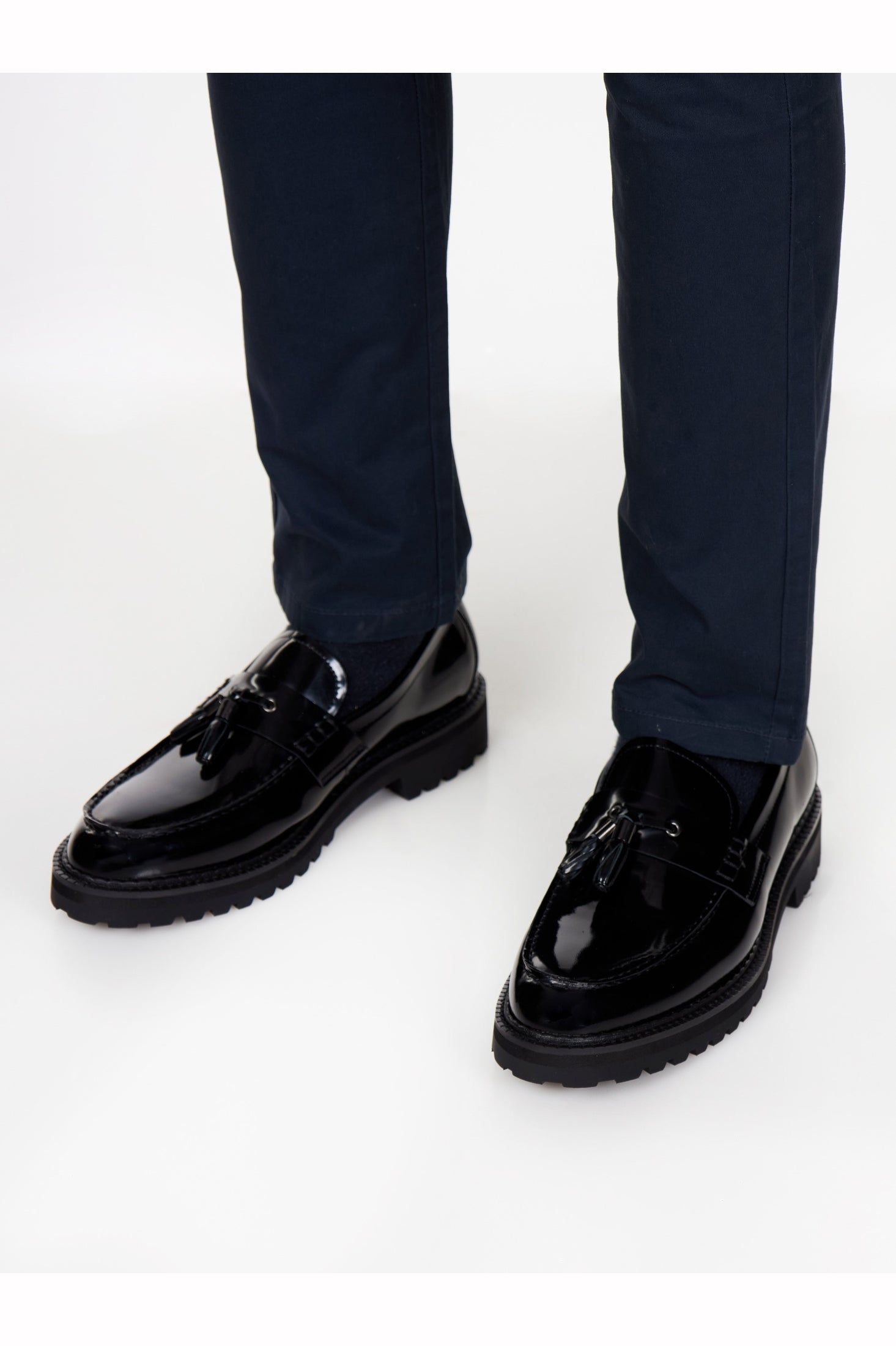 BLACK PATENT LEATHER TASSEL LOAFERS