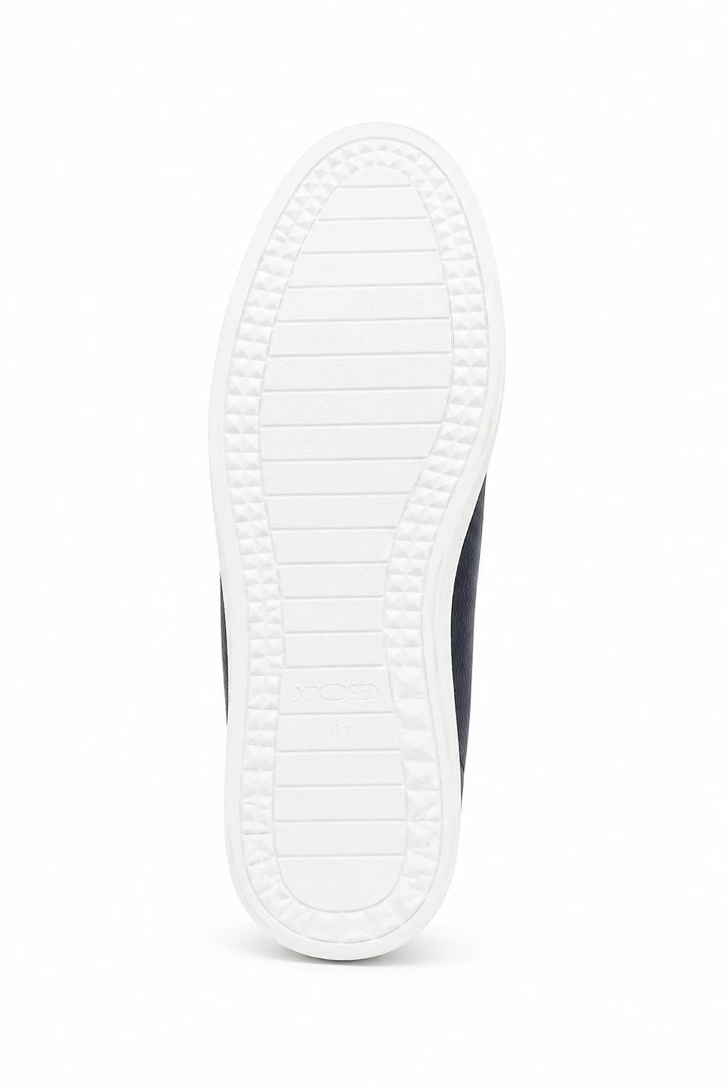 Men’s Navy Faux Leather Slip-On Trainers Sartorial Shoes