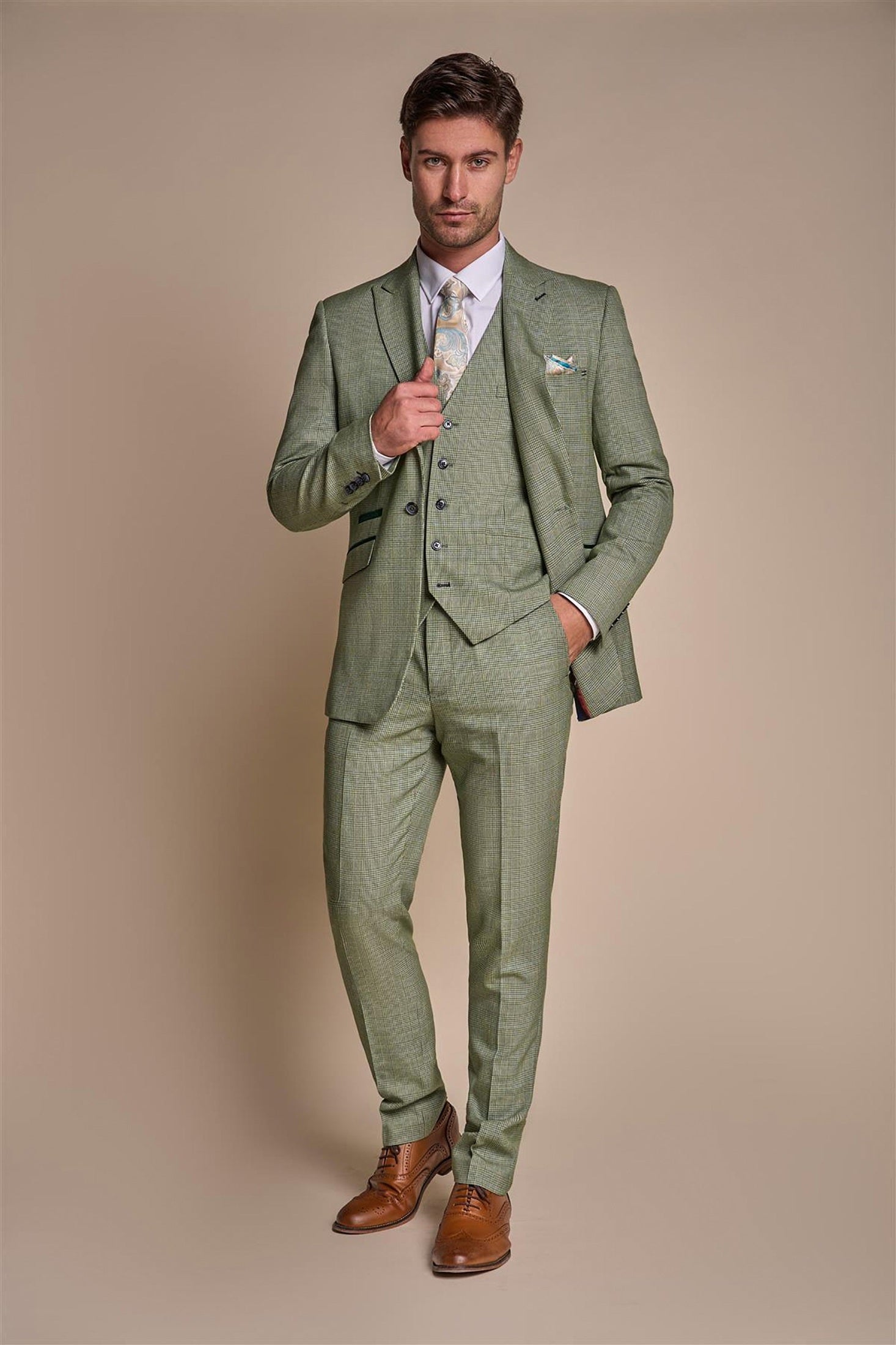 CARIDI - SLIM FIT SAGE BLAZER CAVANI