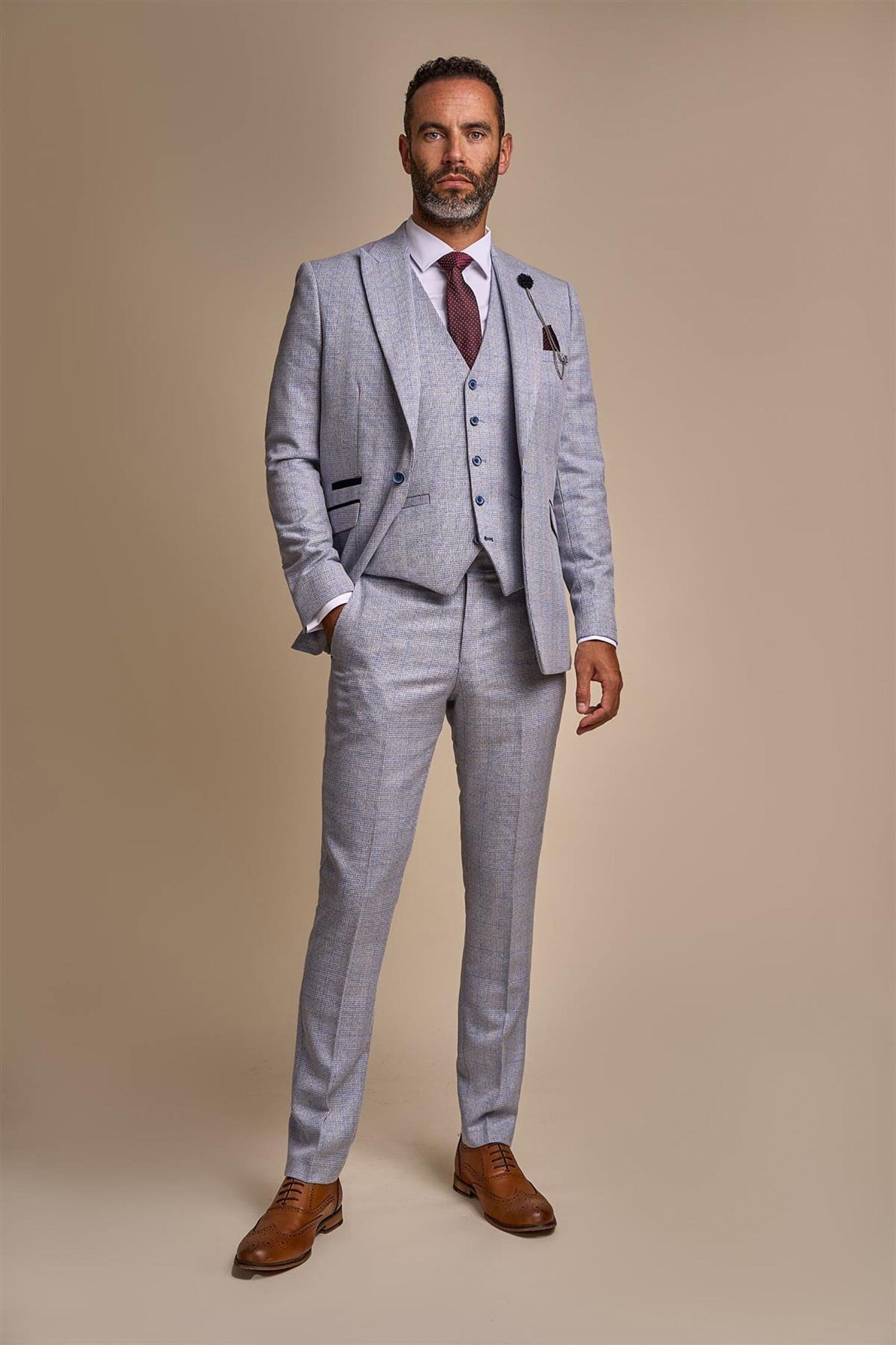 CARIDI - SLIM FIT SKY BLUE BLAZER CAVANI