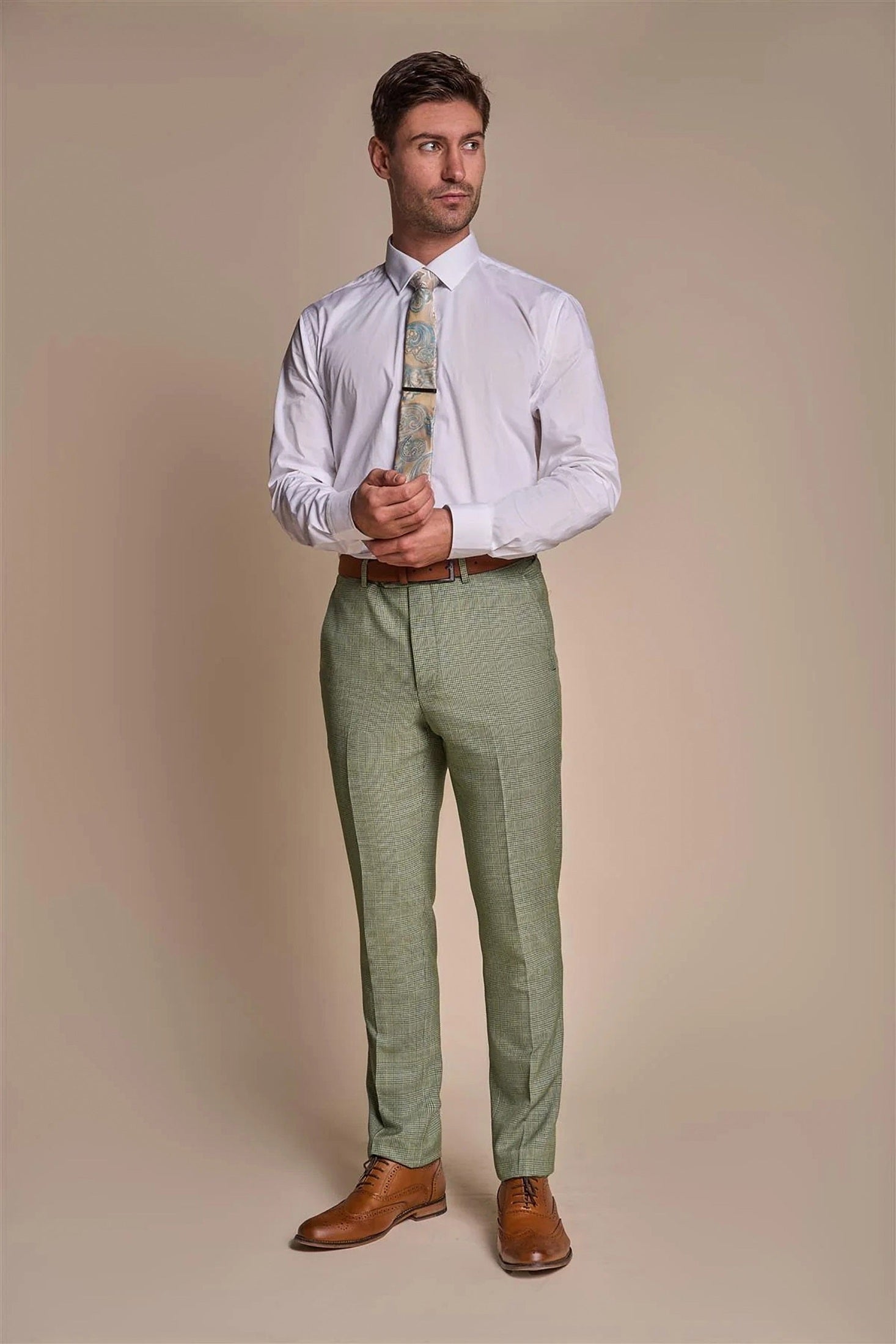 CARIDI CHECK TROUSER SAGE CAVANI