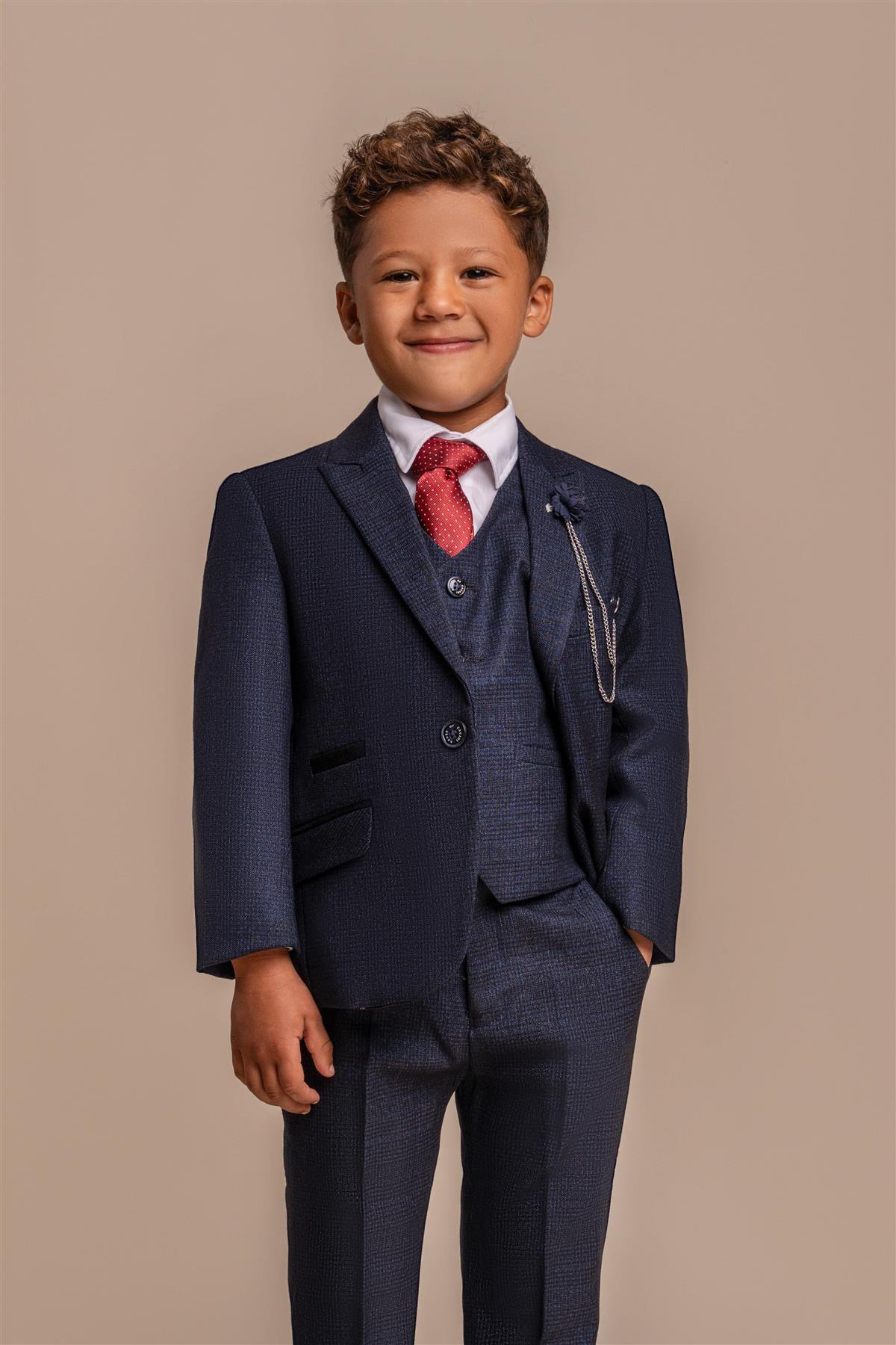 CARIDI NAVY THREE PIECE BOYS SUIT CAVANI