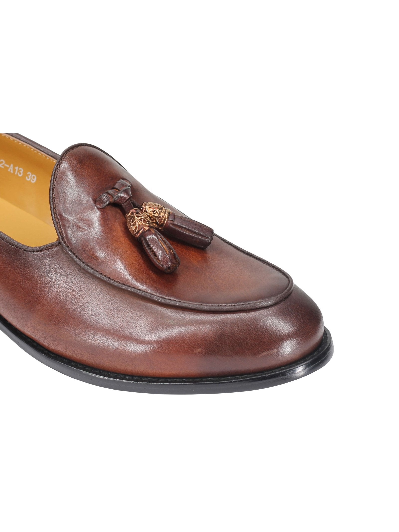 Leather Tassel Loafers in Tan