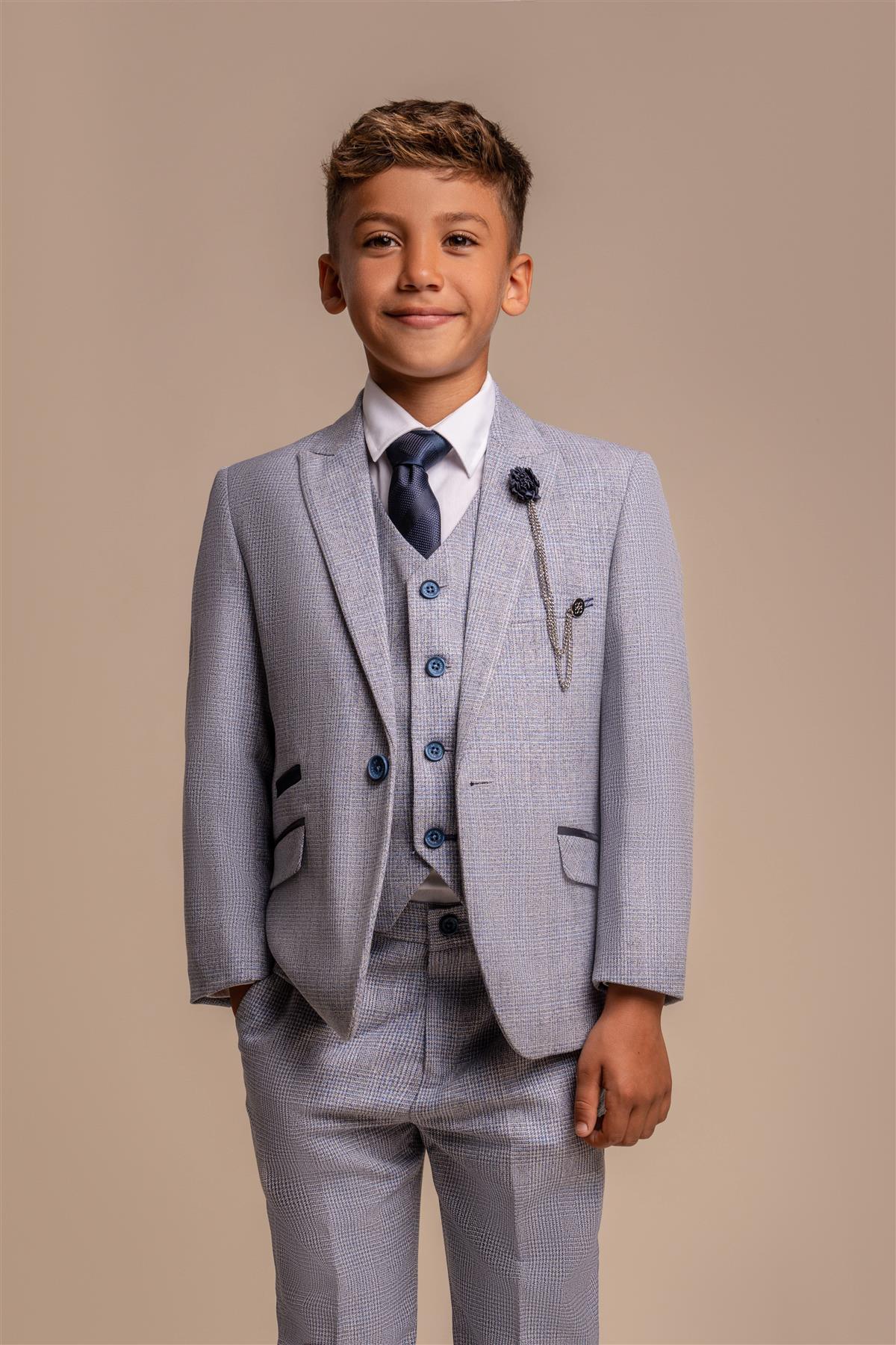 CARIDI SKY BLUE THREE PIECE BOYS SUIT CAVANI