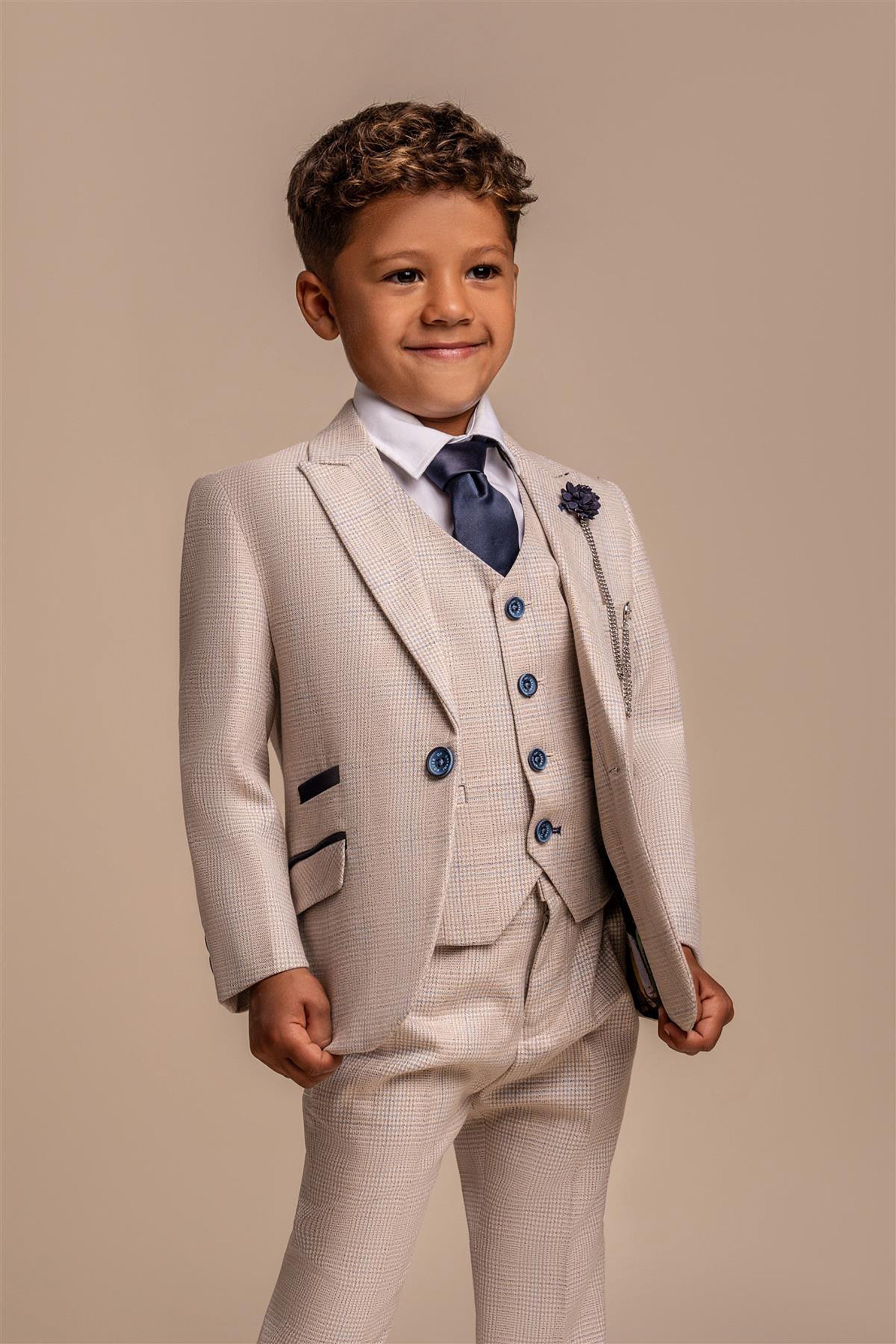 CARIDI BEIGE THREE PIECE BOYS SUIT CAVANI