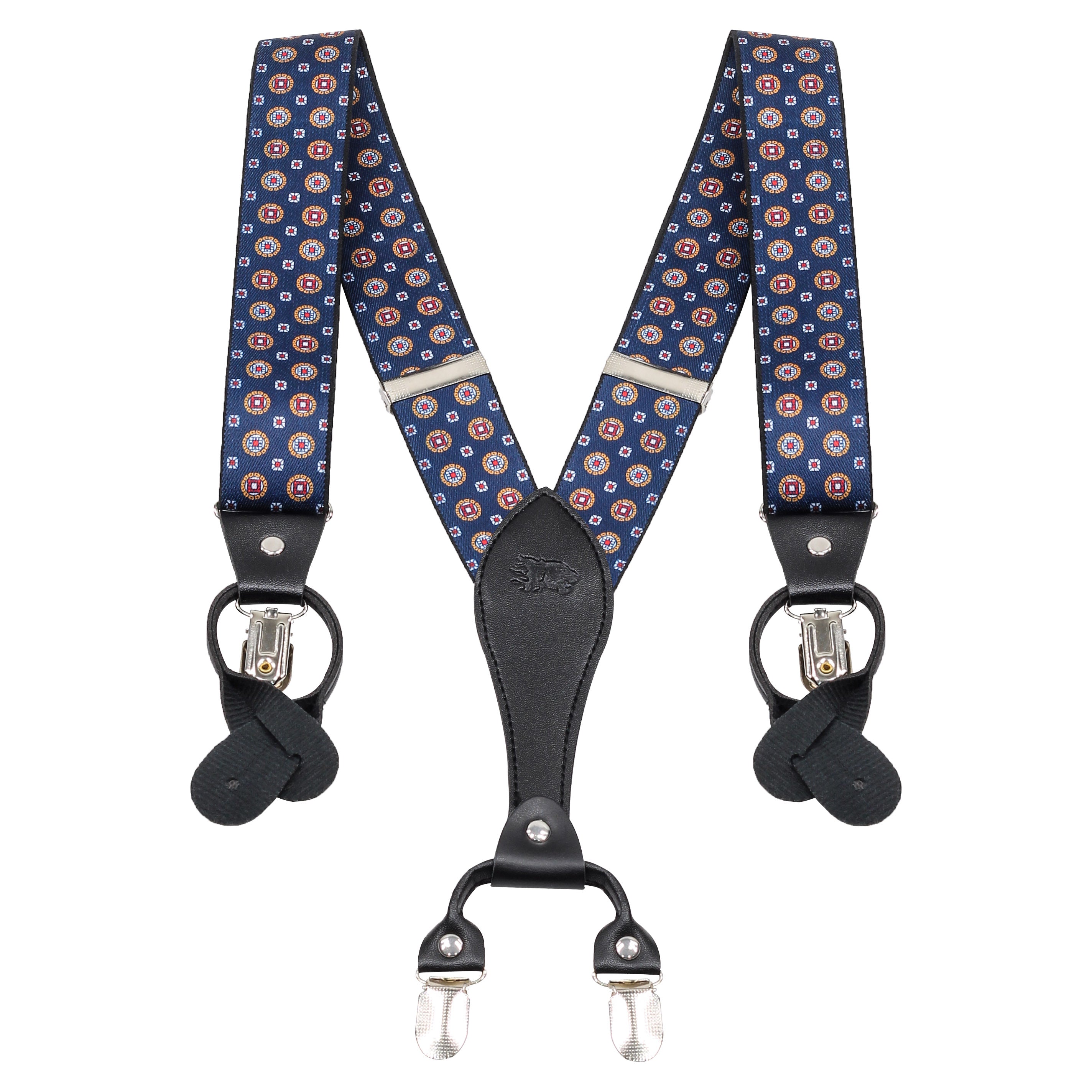 NAVY PRINTED ADJUSTABLE CLIP ON BRACES