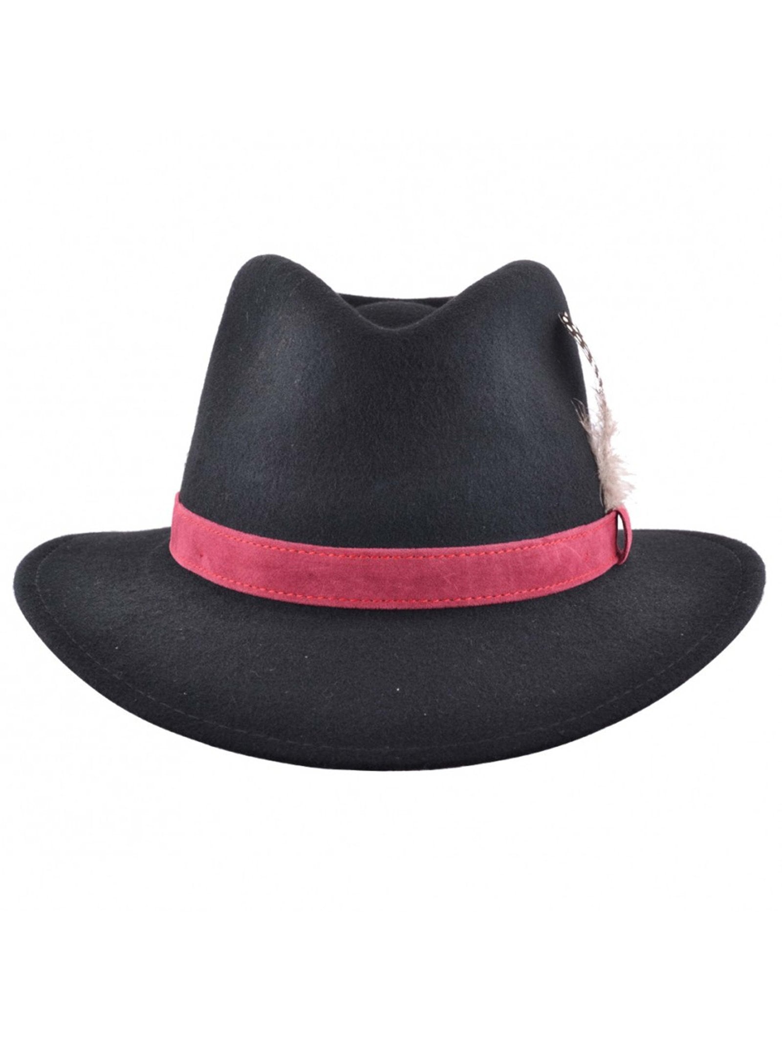 Trilby Fedora 100% Wool Black Hat