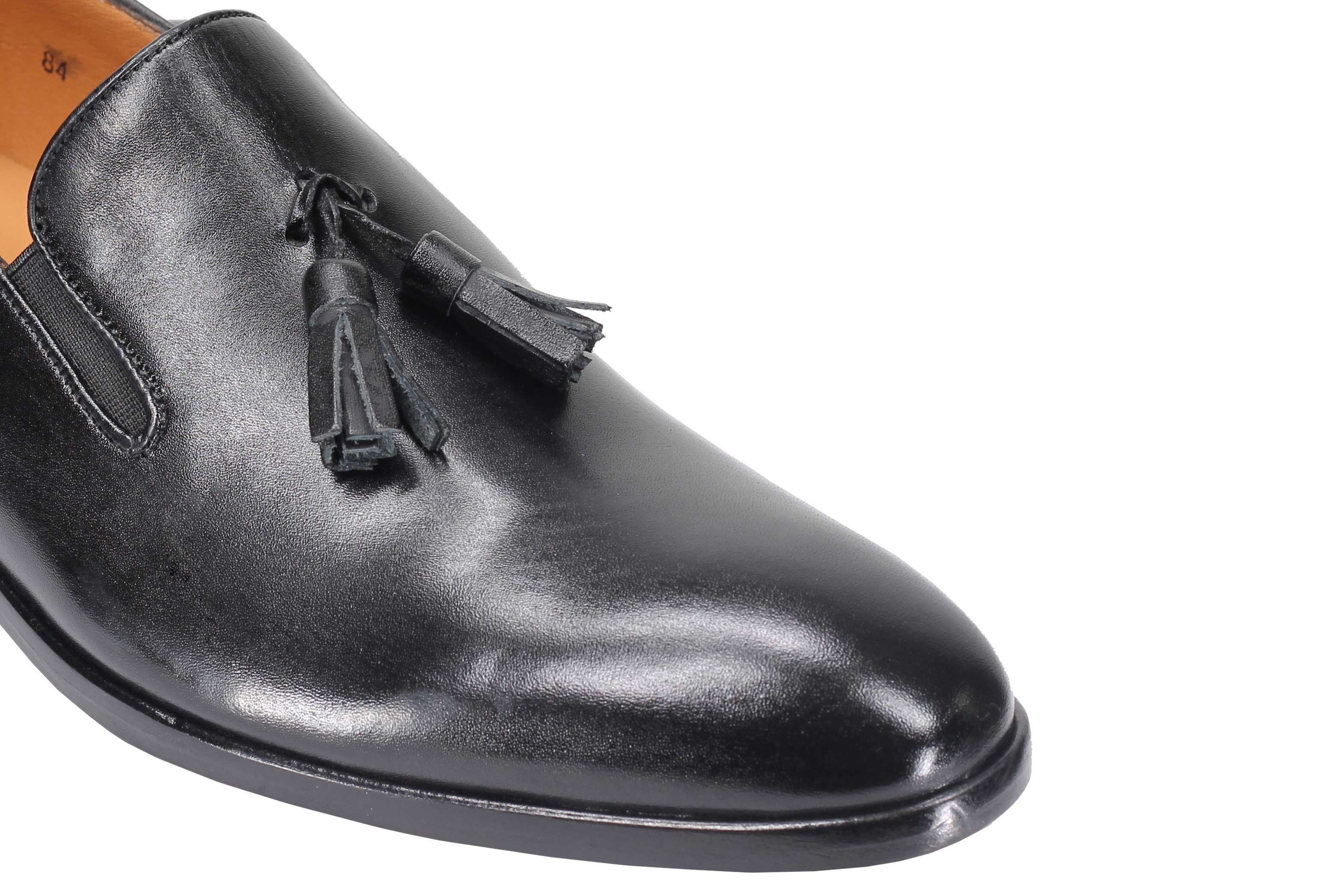 BLACK CALF LEATHER TASSEL LOAFERS