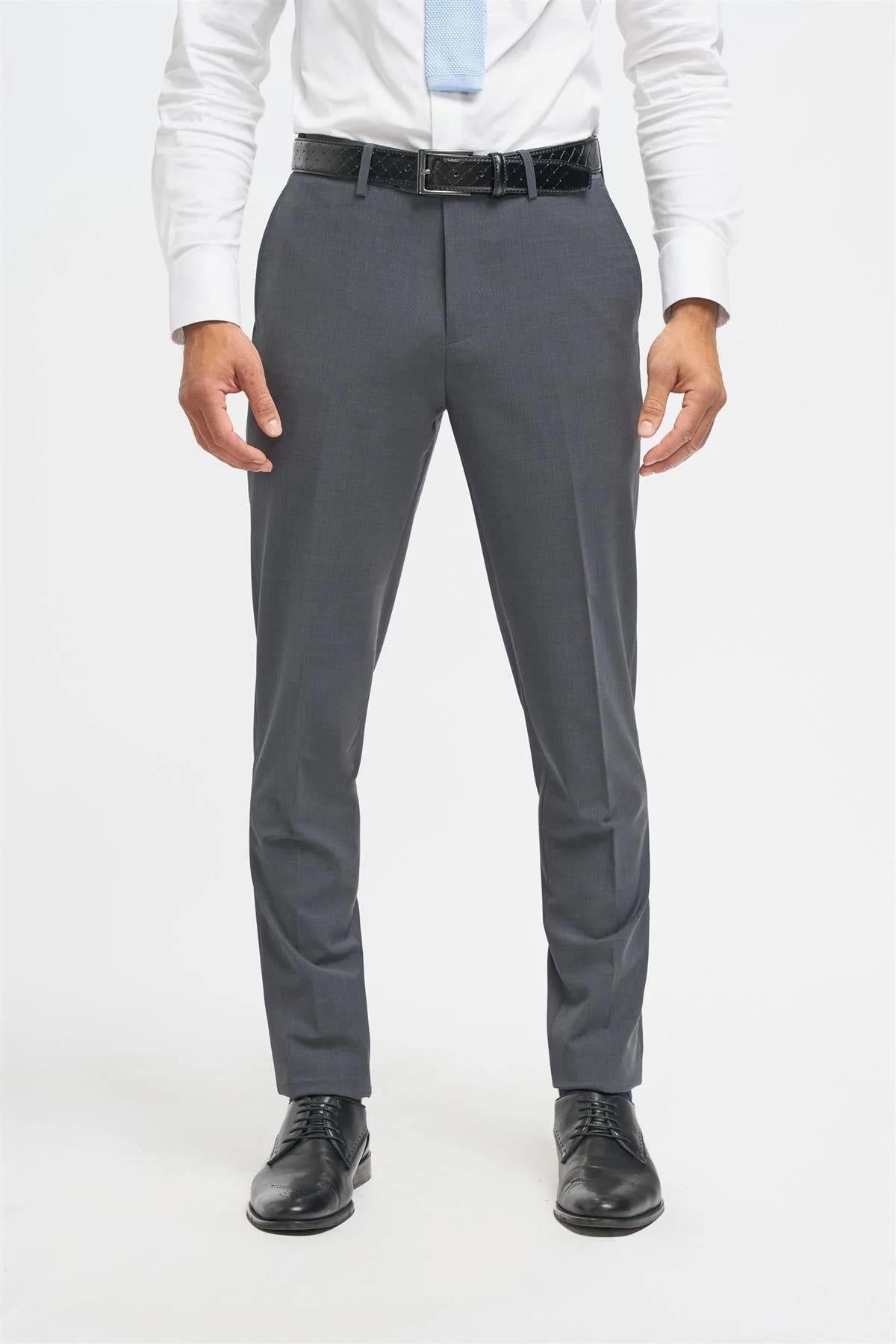 Cavani Bond Men’s Charcoal Wool Rich Tailored Trousers CAVANI