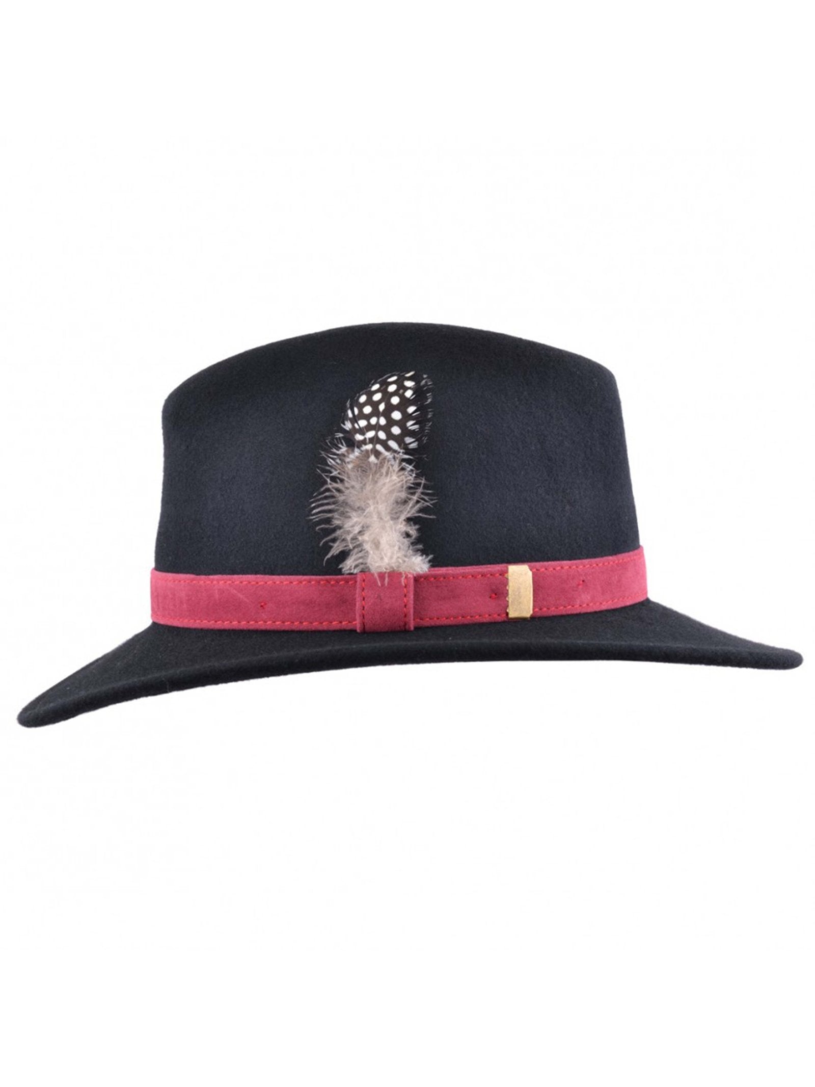 Trilby Fedora 100% Wool Black Hat