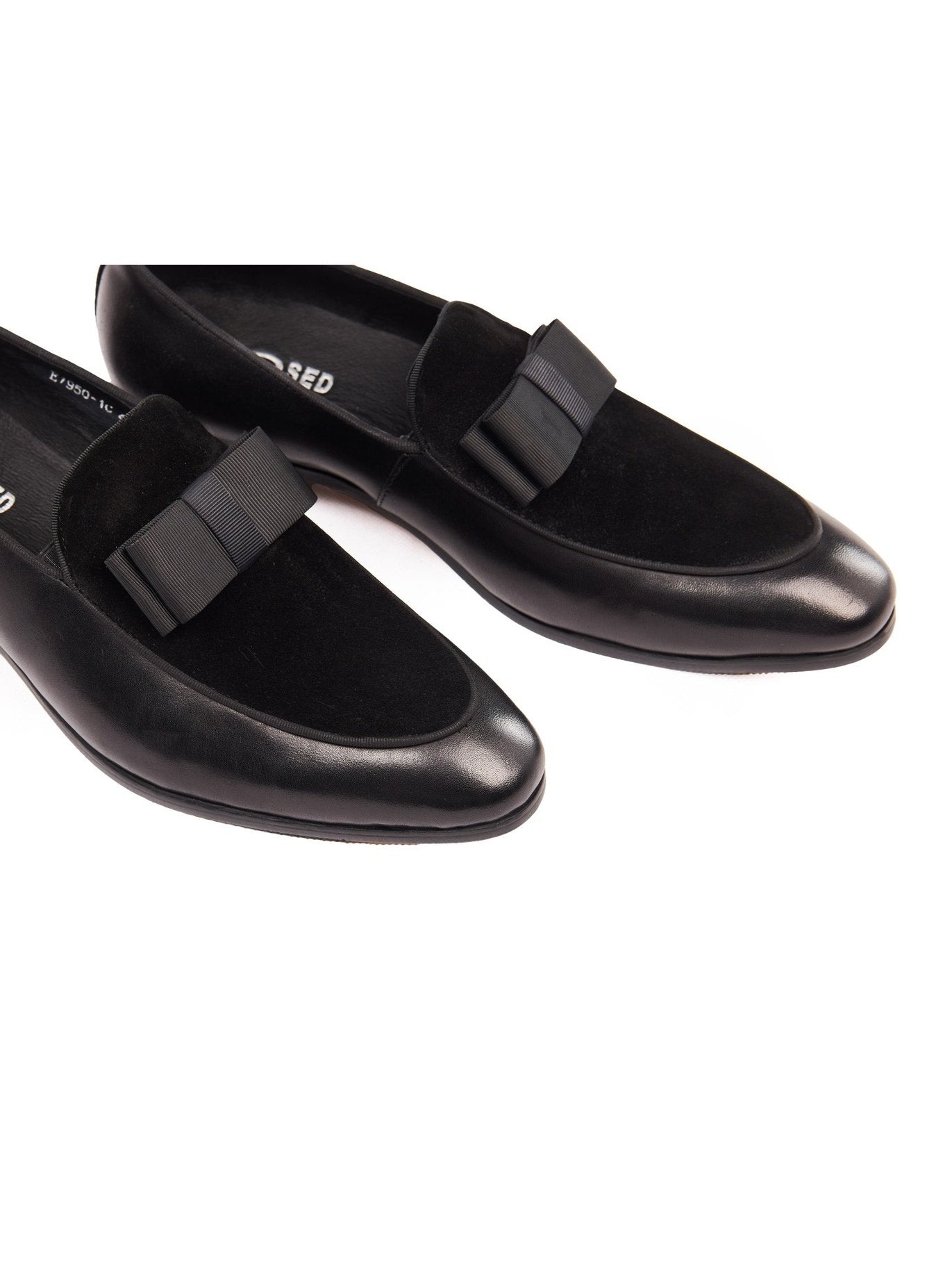 BLACK SUEDE LEATHER BOW TIE LOAFER