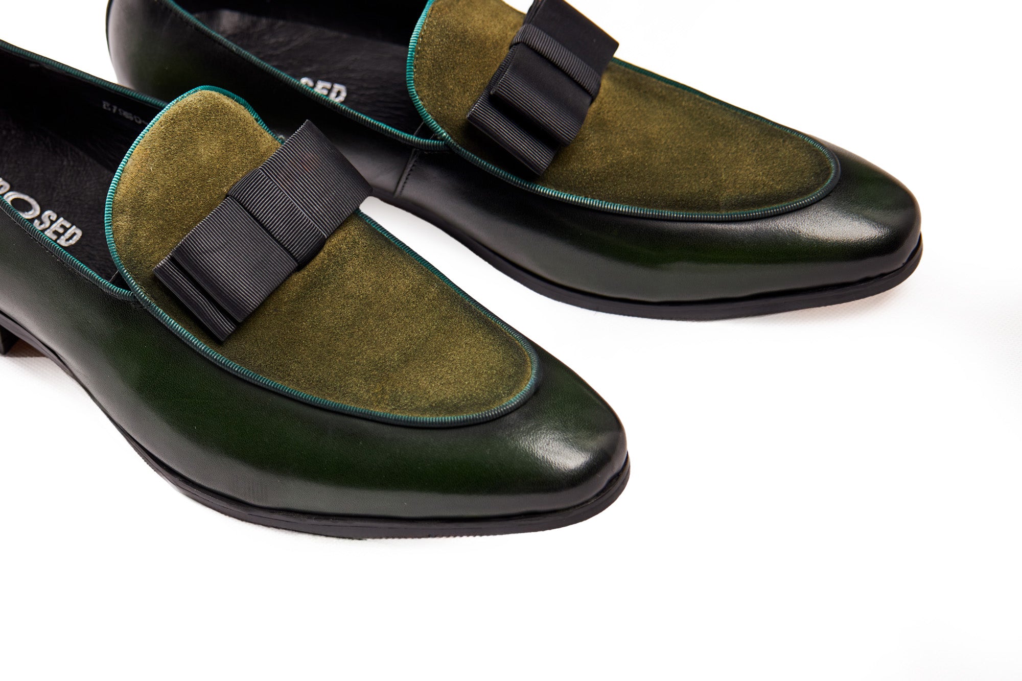 GREEN SUEDE LEATHER BOW TIE LOAFER