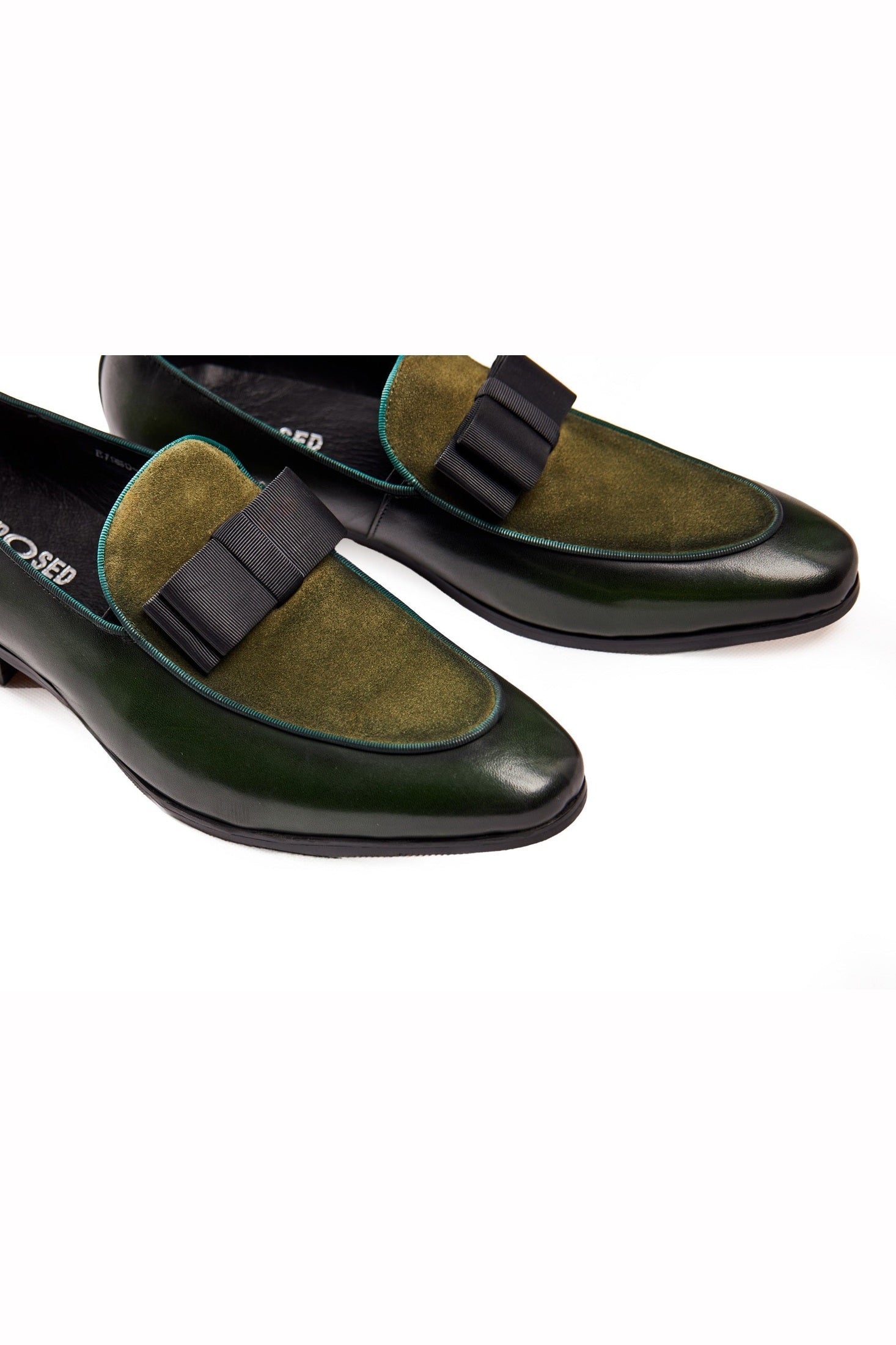 GREEN SUEDE LEATHER BOW TIE LOAFER