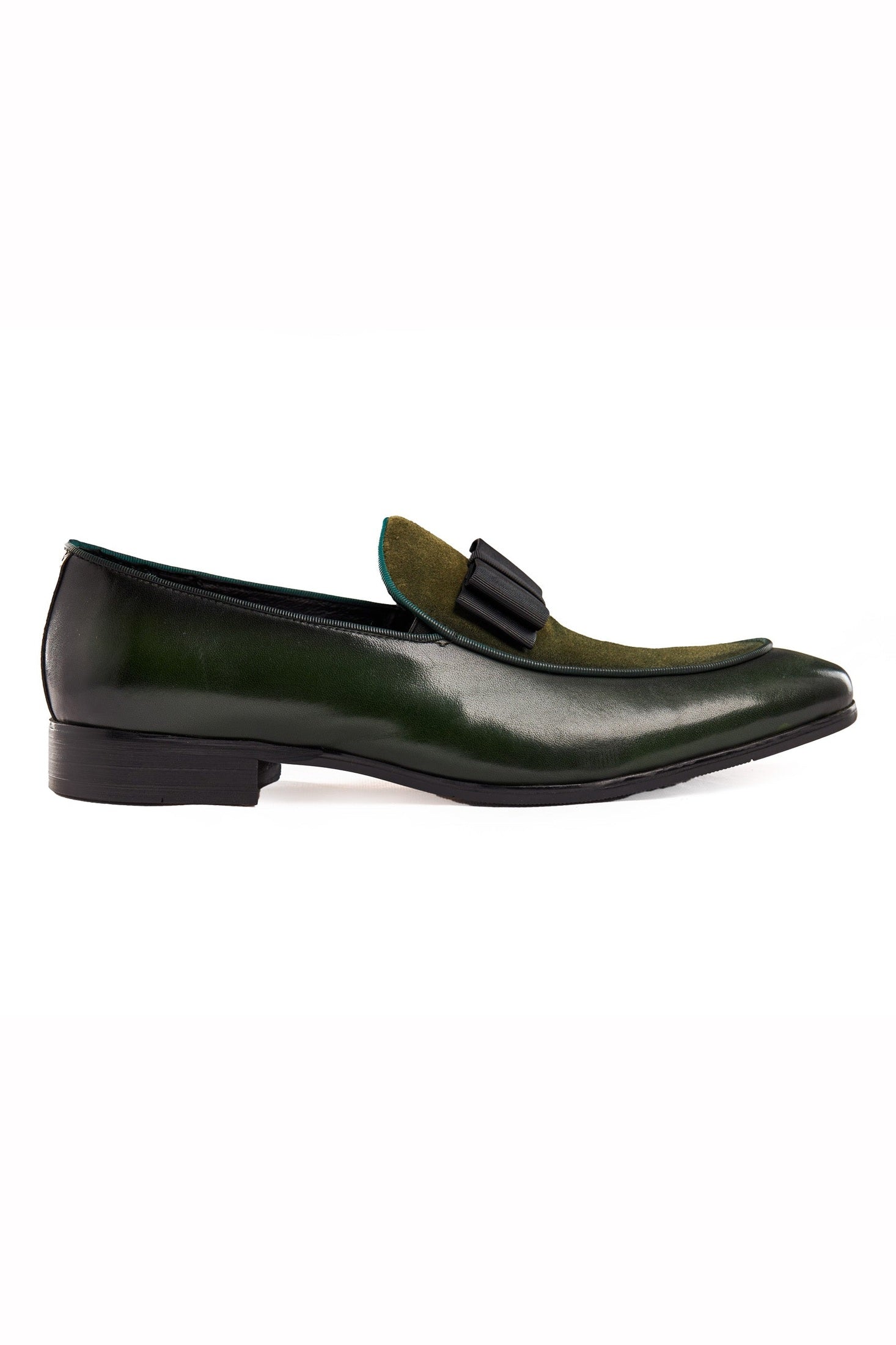 GREEN SUEDE LEATHER BOW TIE LOAFER