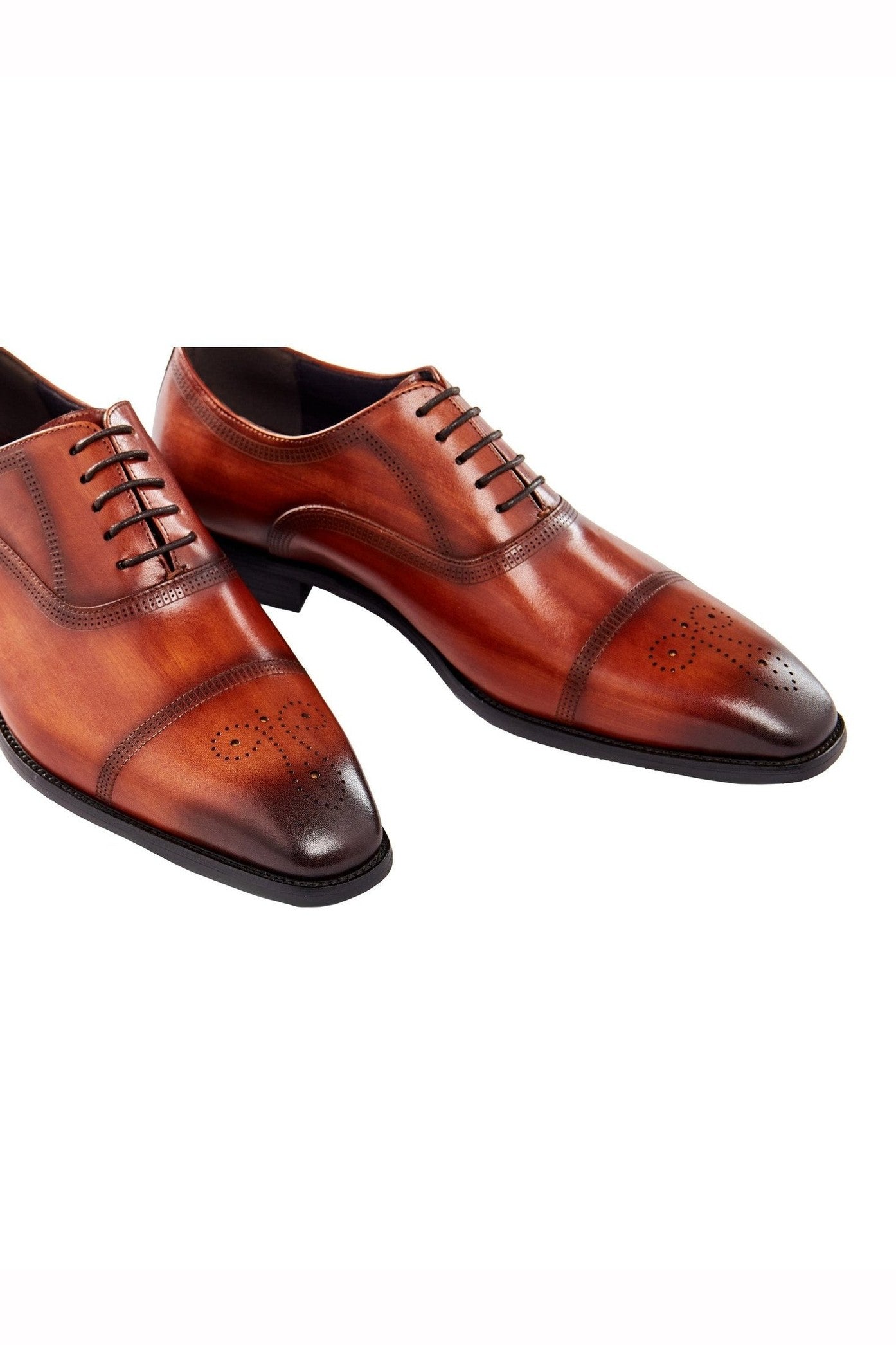 BROWN LEATHER OXFORD BROGUE SHOES