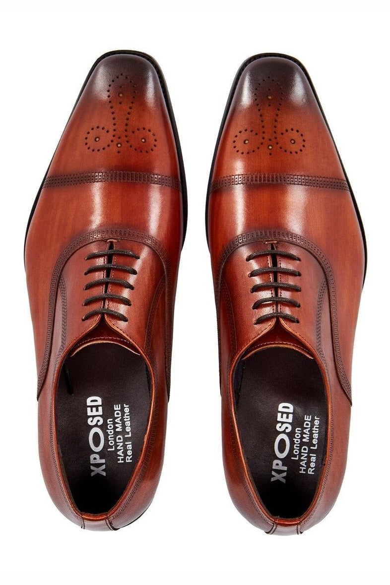 BROWN LEATHER OXFORD BROGUE SHOES