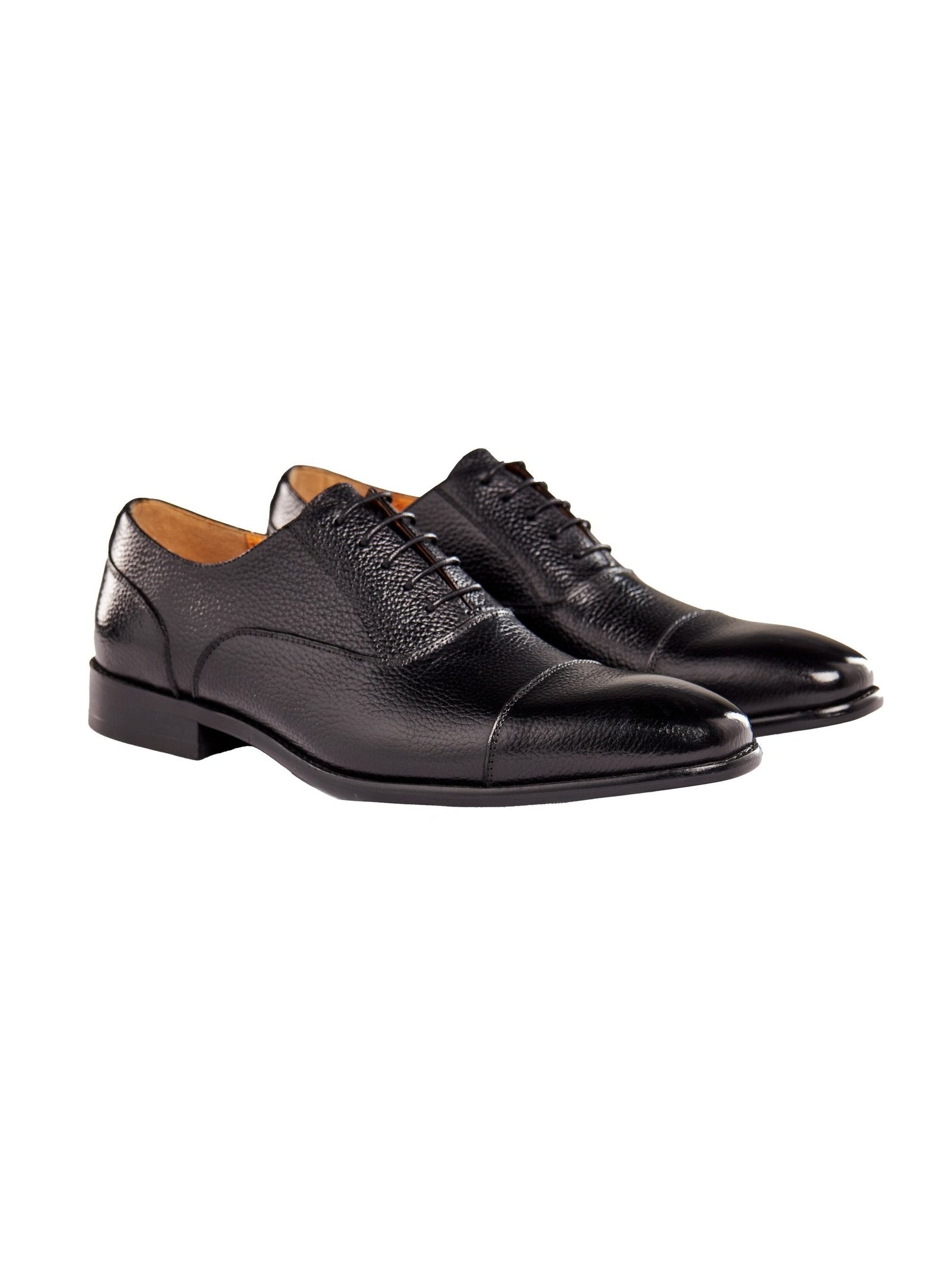 BLACK LEATHER OXFORD LACE UP SHOES