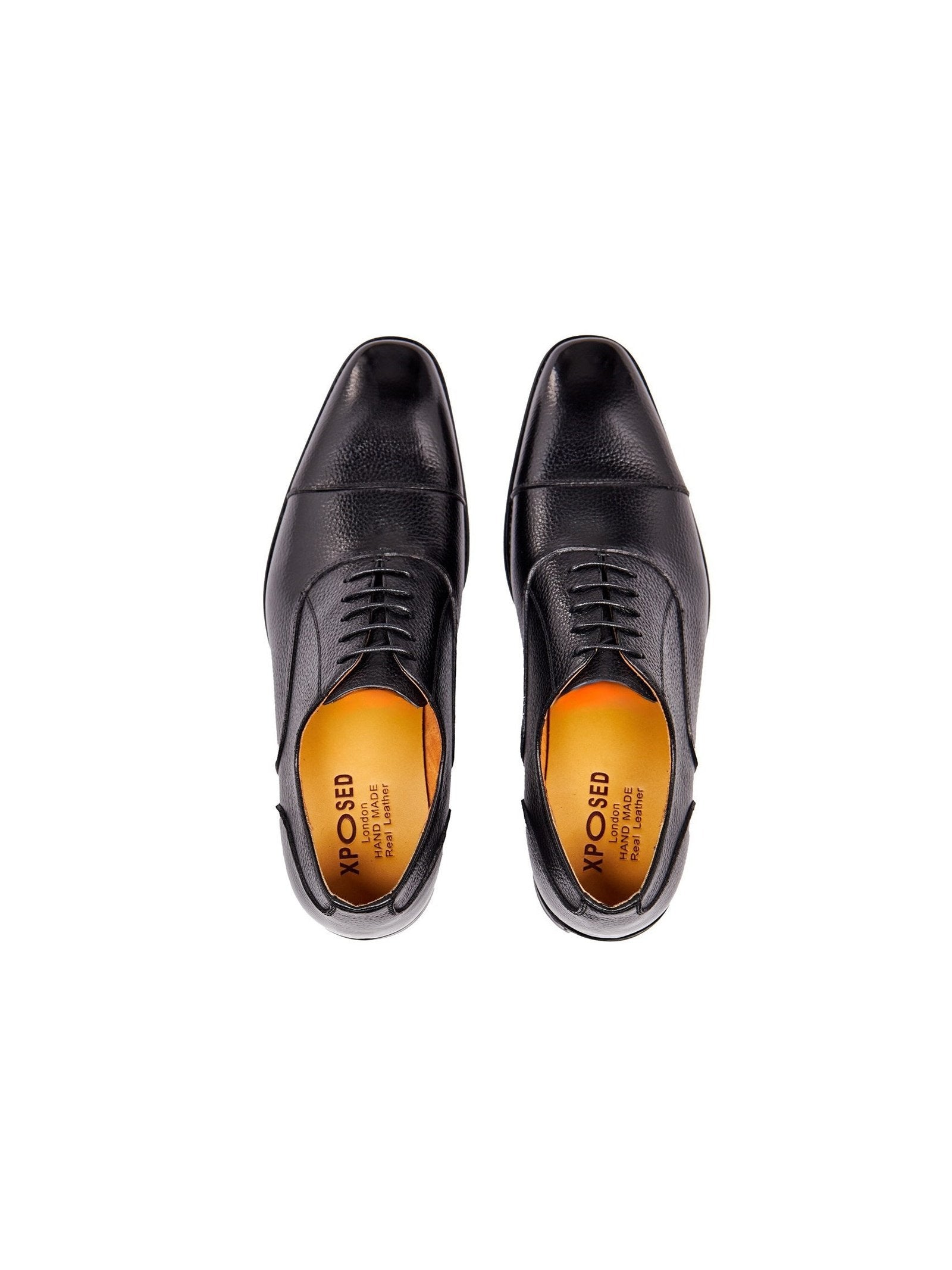 BLACK LEATHER OXFORD LACE UP SHOES