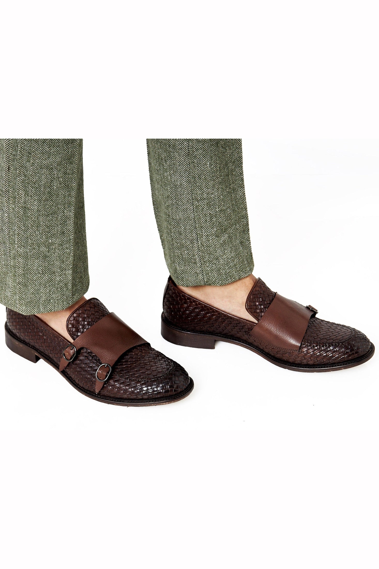 FLORENCE - BROWN WOVEN DOUBLE BUCKLE MONK