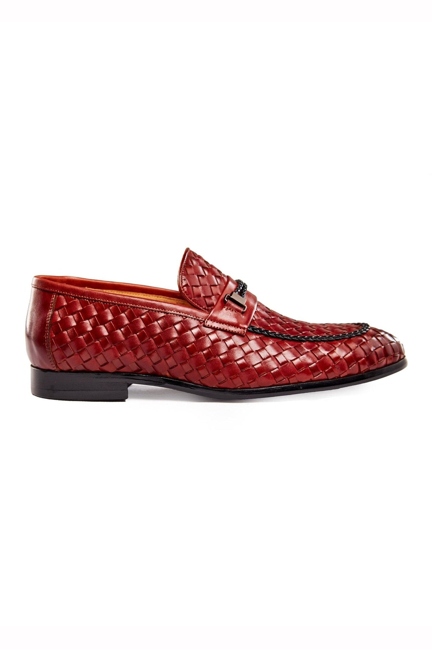 BROWN WOVEN LEATHER LOAFERS