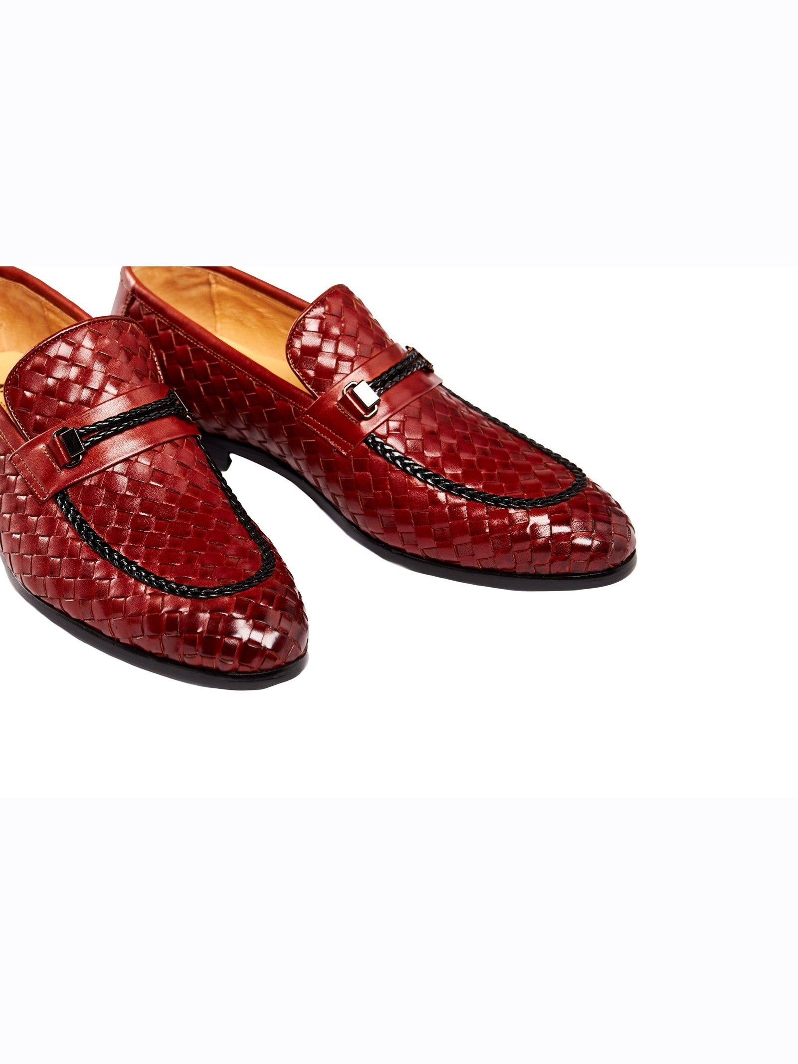BROWN WOVEN LEATHER LOAFERS