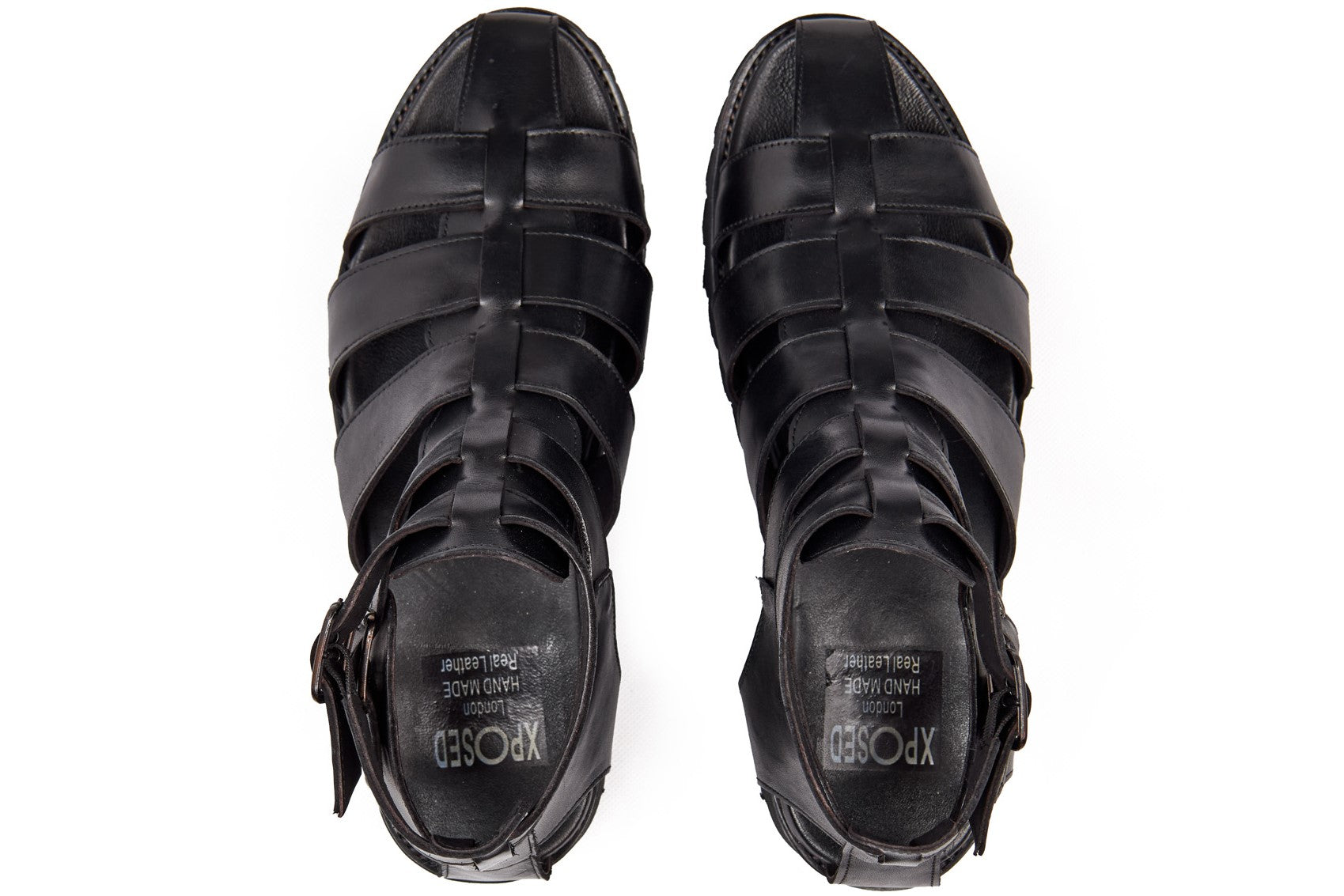 BLACK CROSS STRAP SANDALS