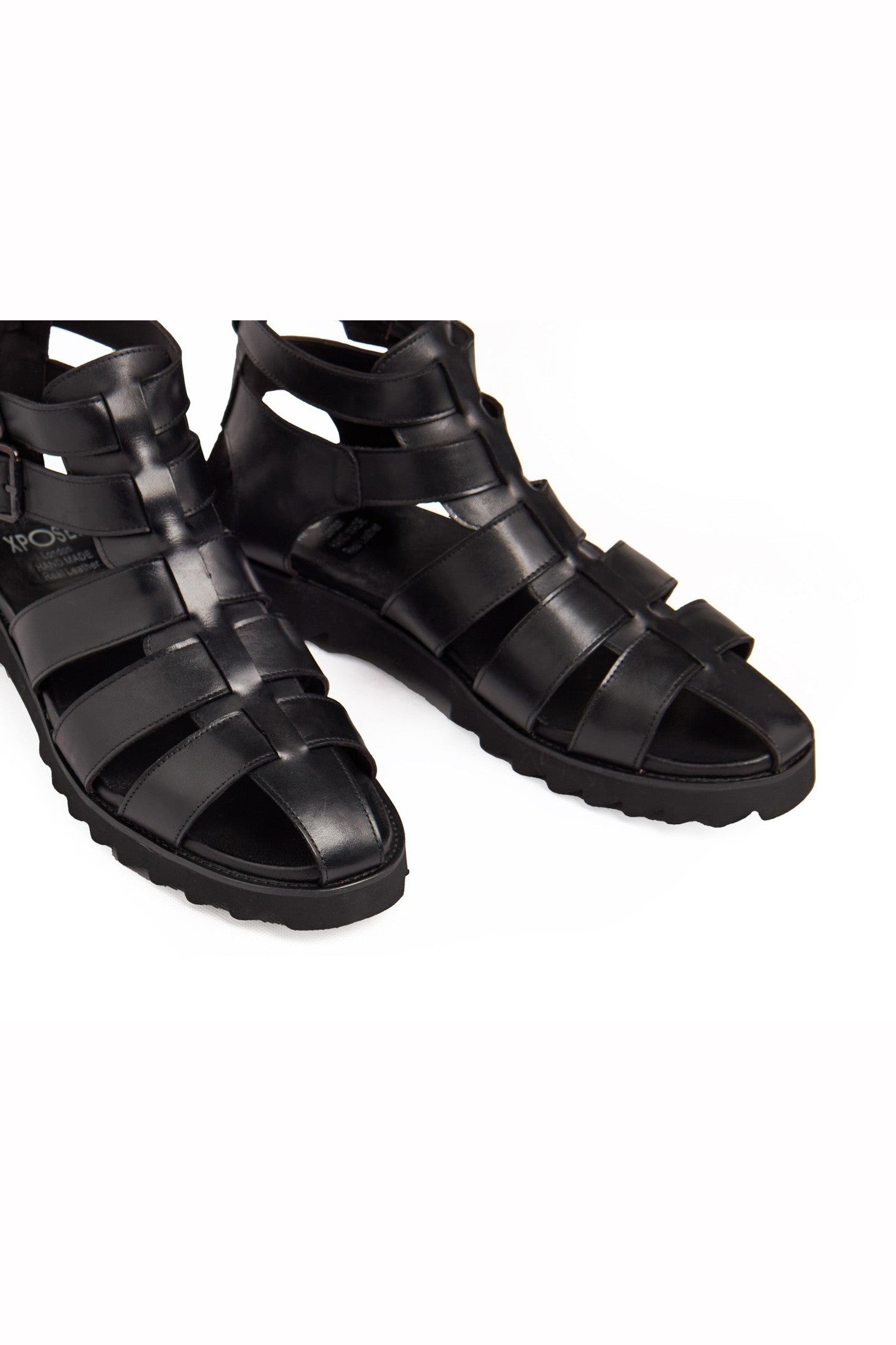 BLACK CROSS STRAP SANDALS
