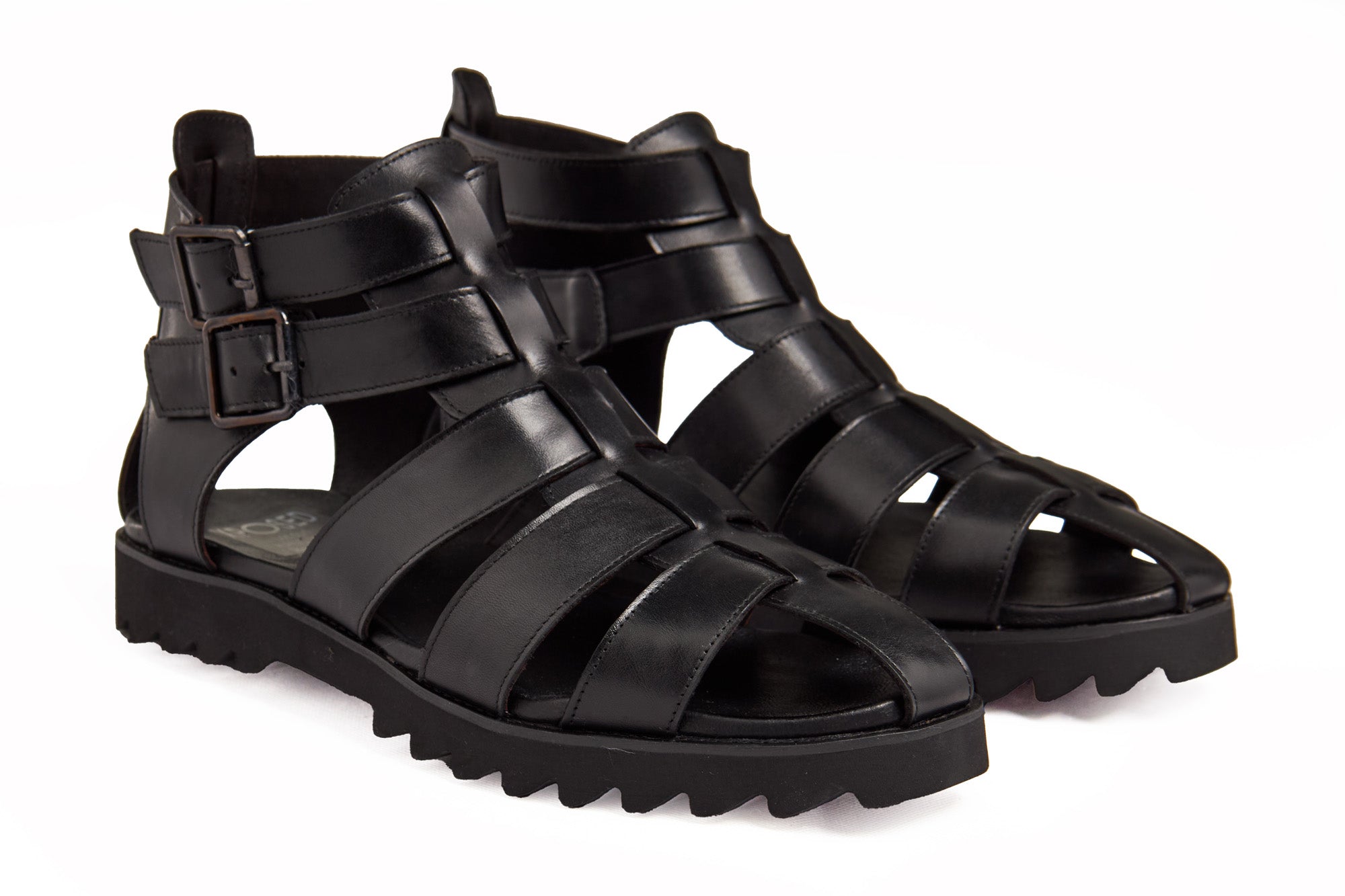BLACK CROSS STRAP SANDALS