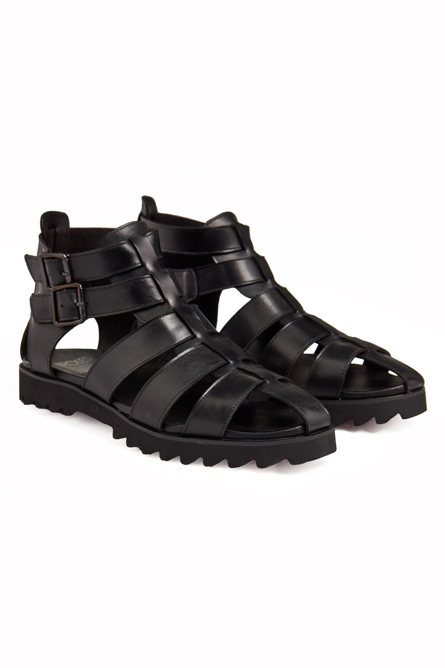 BLACK CROSS STRAP SANDALS