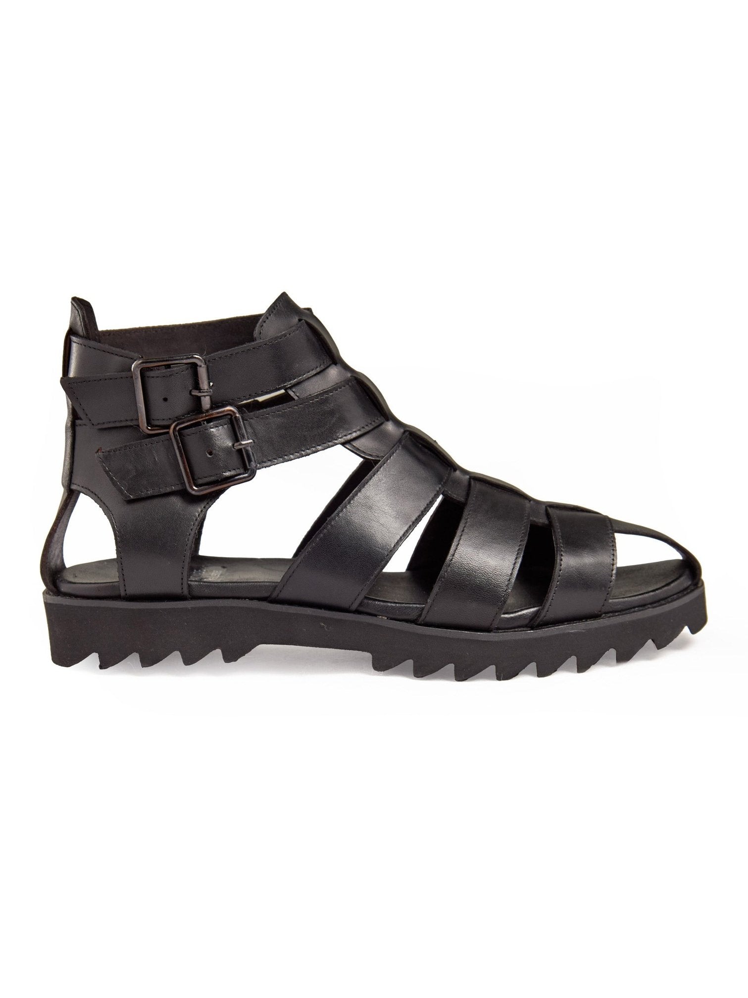 BLACK CROSS STRAP SANDALS