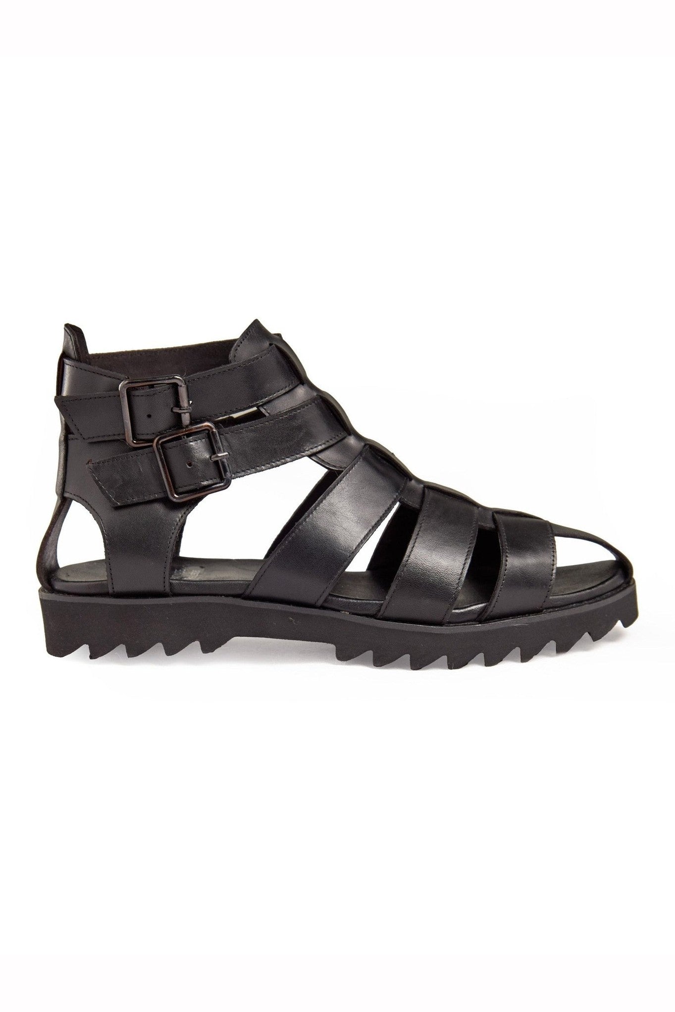 BLACK CROSS STRAP SANDALS