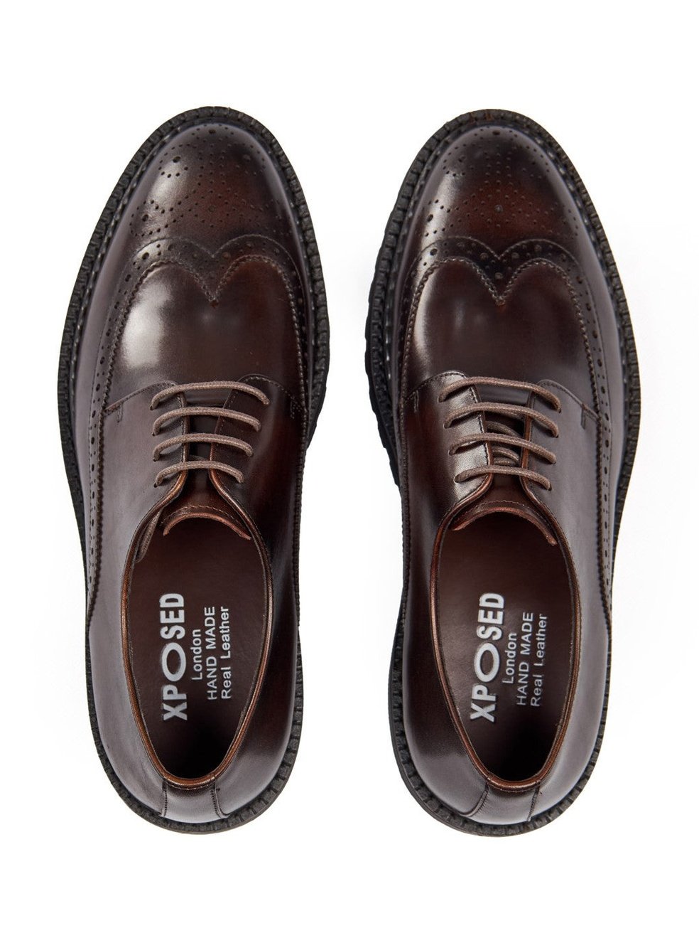 BROWN SEMI BROGUE DERBY SHOES