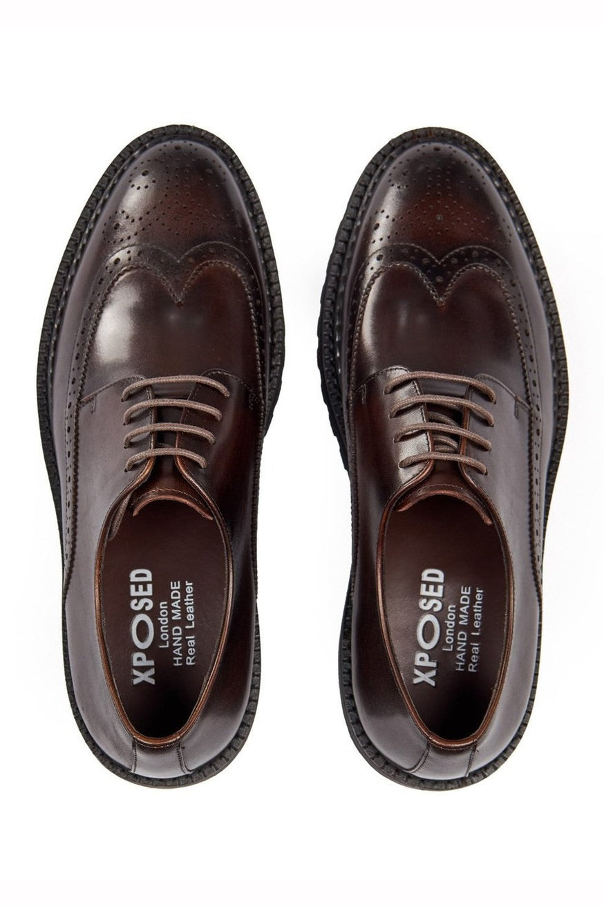 BROWN SEMI BROGUE DERBY SHOES