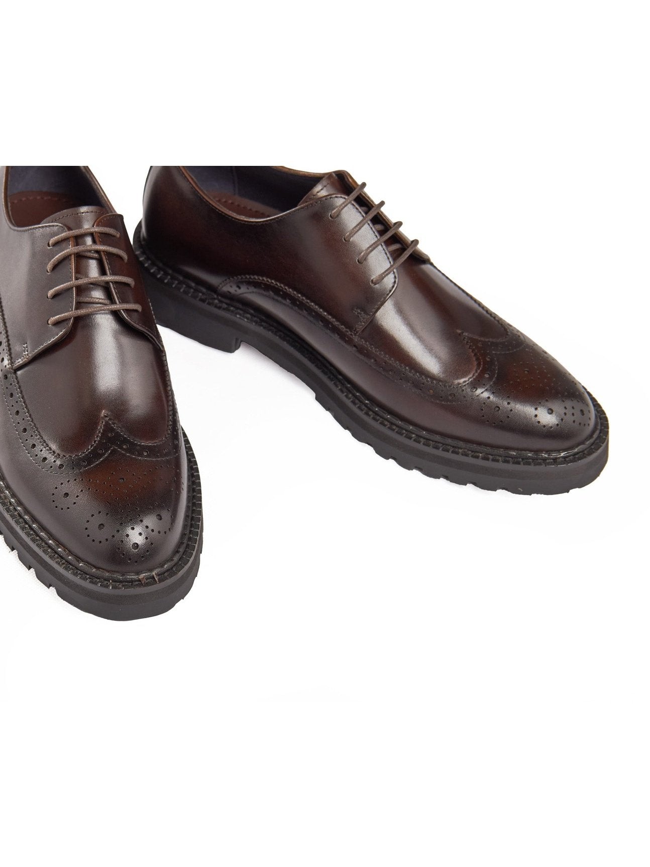 BROWN SEMI BROGUE DERBY SHOES