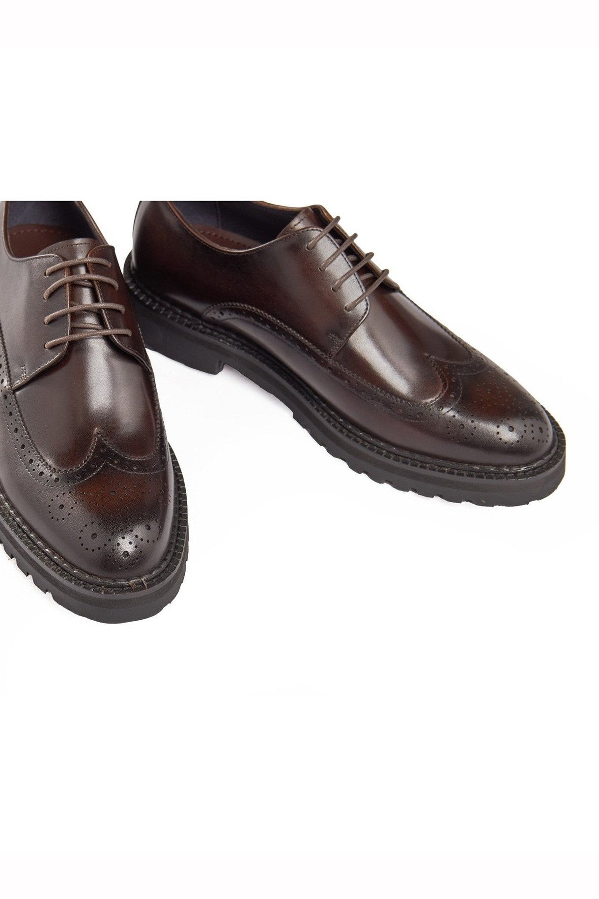 BROWN SEMI BROGUE DERBY SHOES