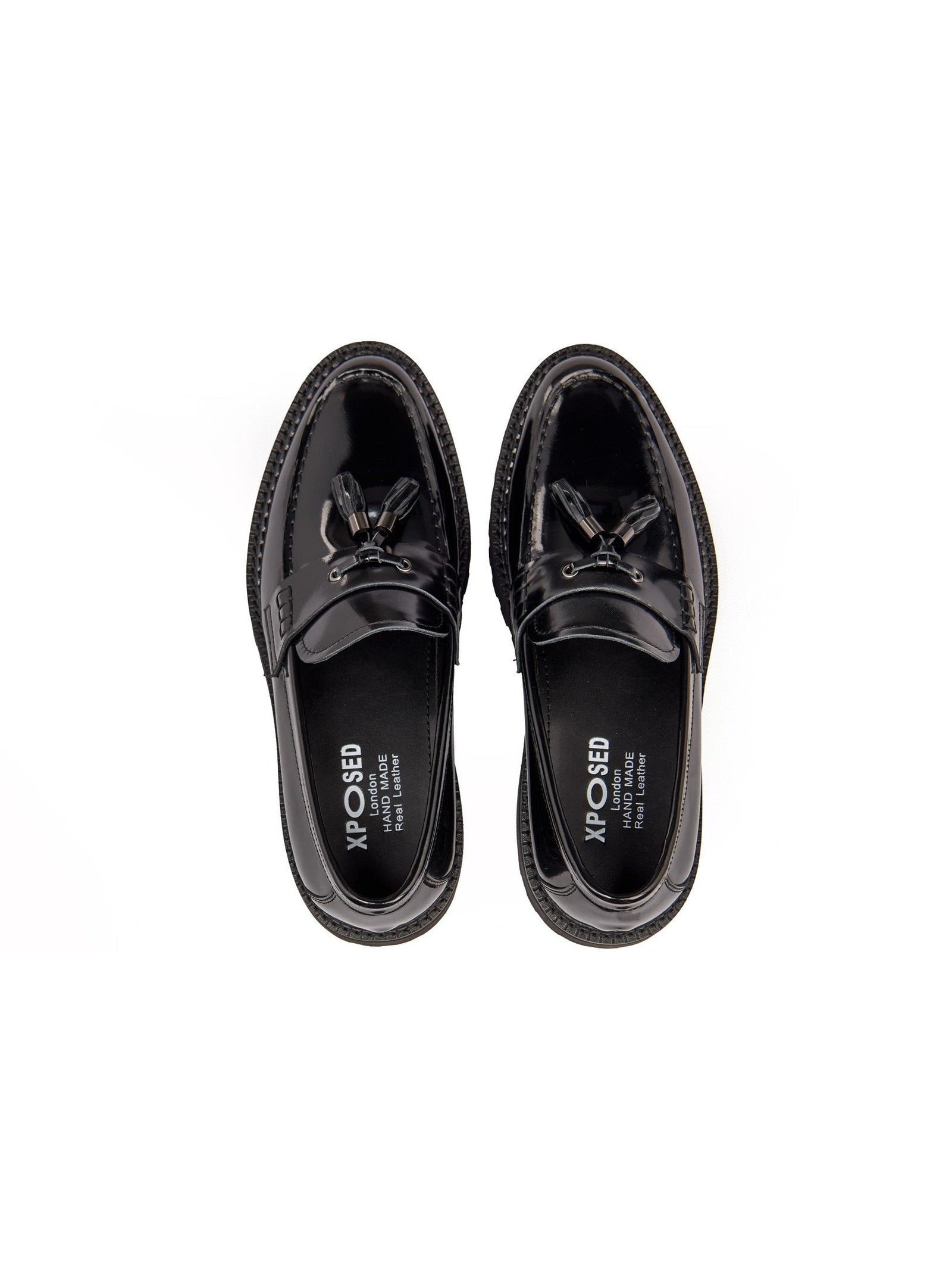 BLACK PATENT LEATHER TASSEL LOAFERS