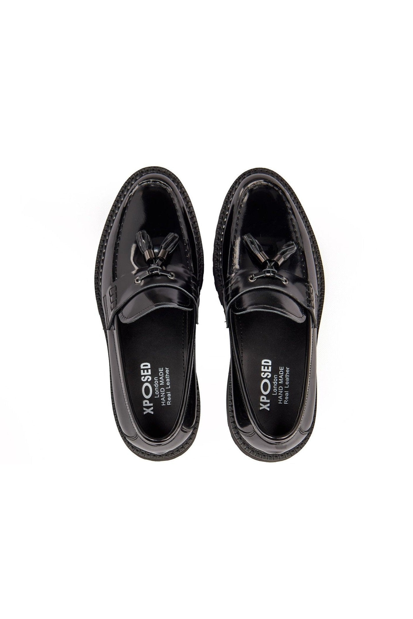 BLACK PATENT LEATHER TASSEL LOAFERS