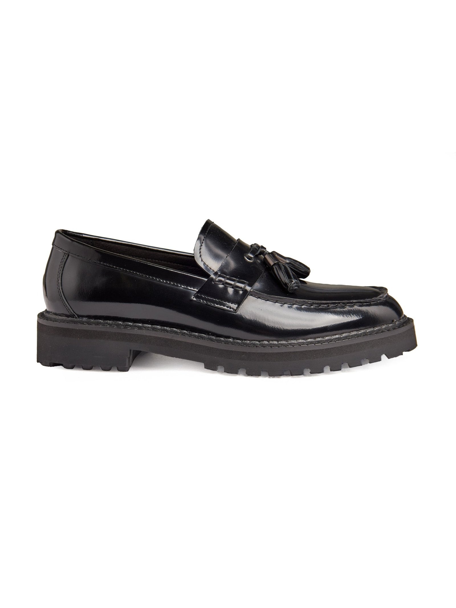 BLACK PATENT LEATHER TASSEL LOAFERS