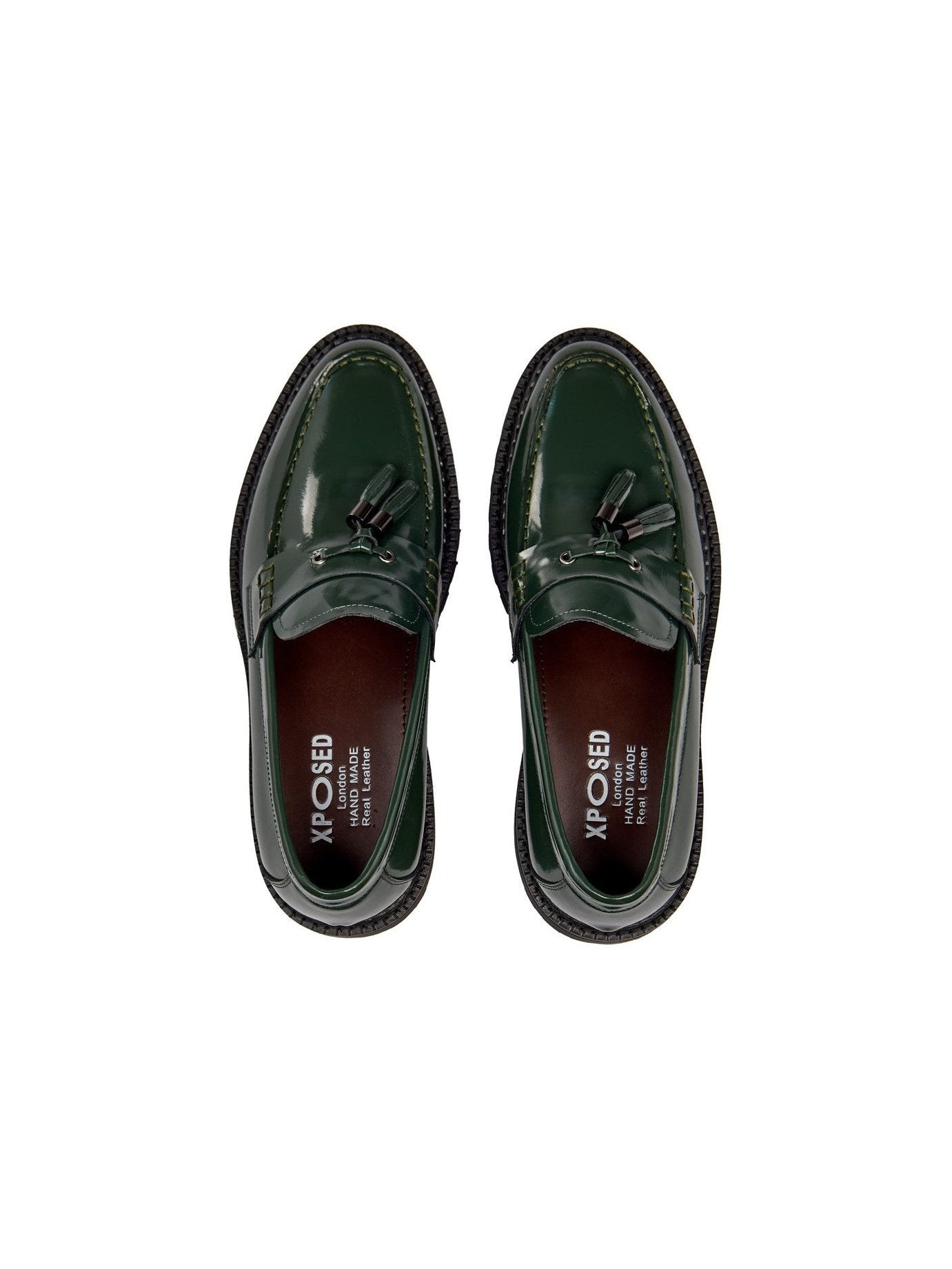 GREEN PATENT LEATHER TASSEL LOAFERS