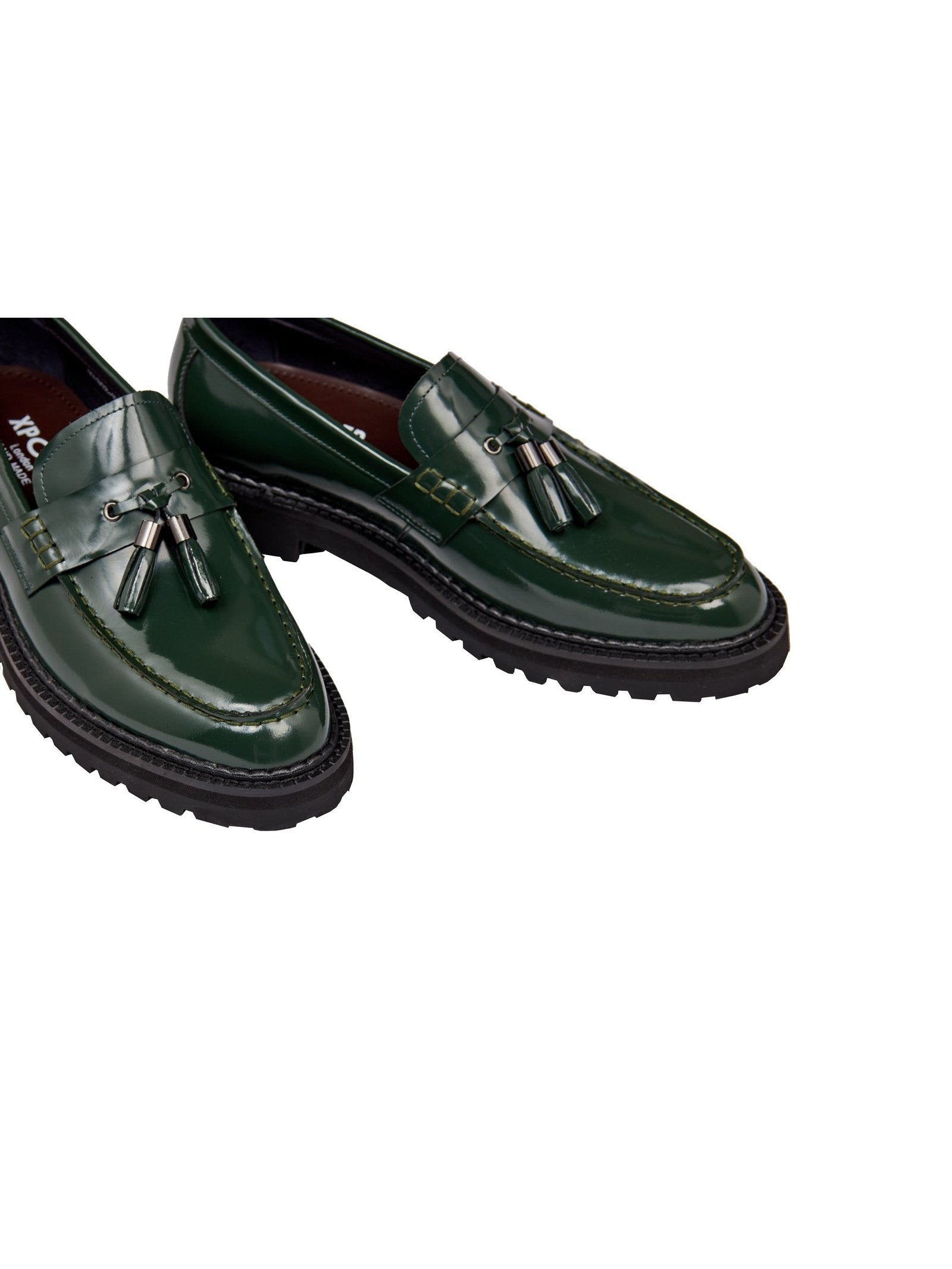 GREEN PATENT LEATHER TASSEL LOAFERS