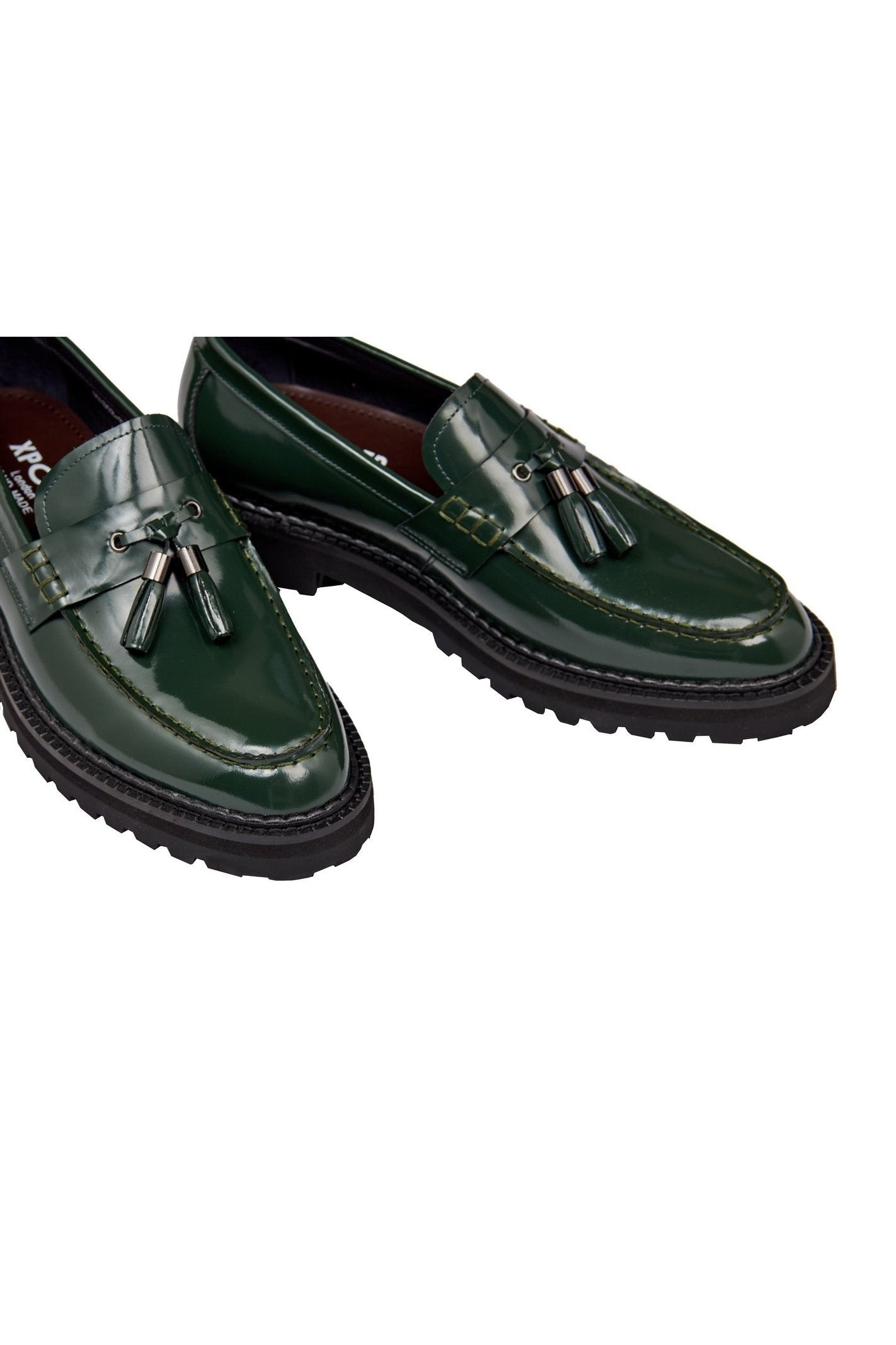 GREEN PATENT LEATHER TASSEL LOAFERS