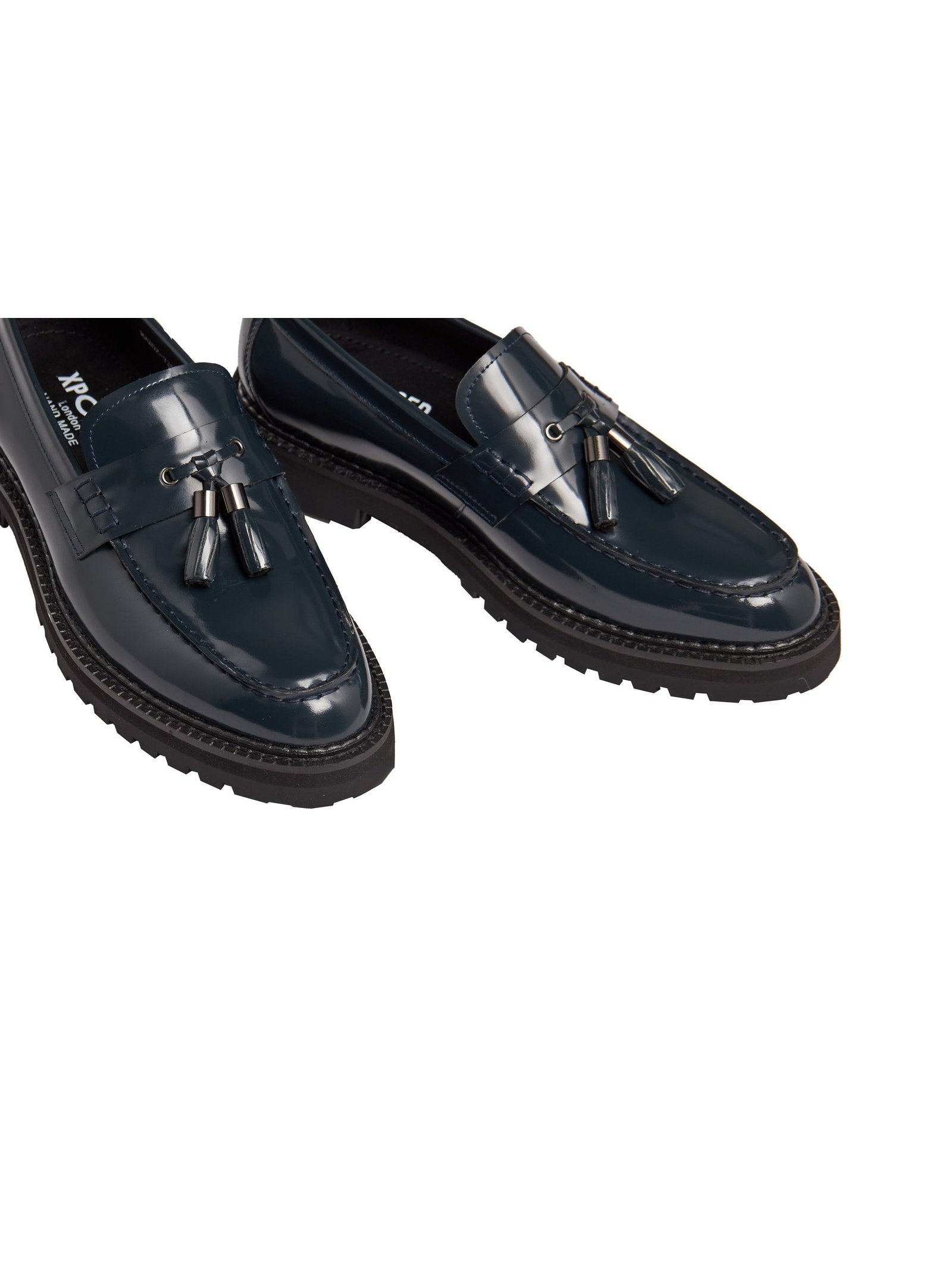 BLUE PATENT LEATHER TASSEL LOAFERS